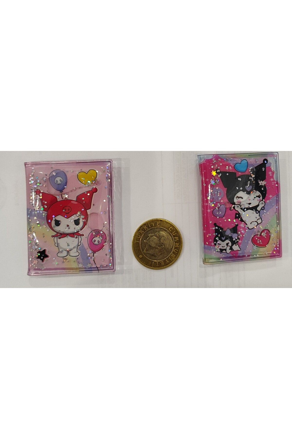ada çanta kırtasiye kuromi figürlü sulu kapak stickerli mini not defteri 2 li set (5cm*4cm)
