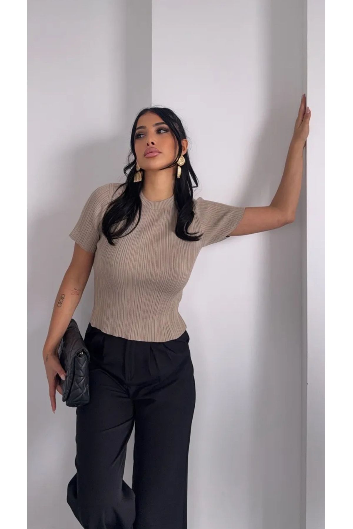 Noi Belis Kısa Kol Bisiklet Yaka İnce Yazlık Bluz SS25BZ0019