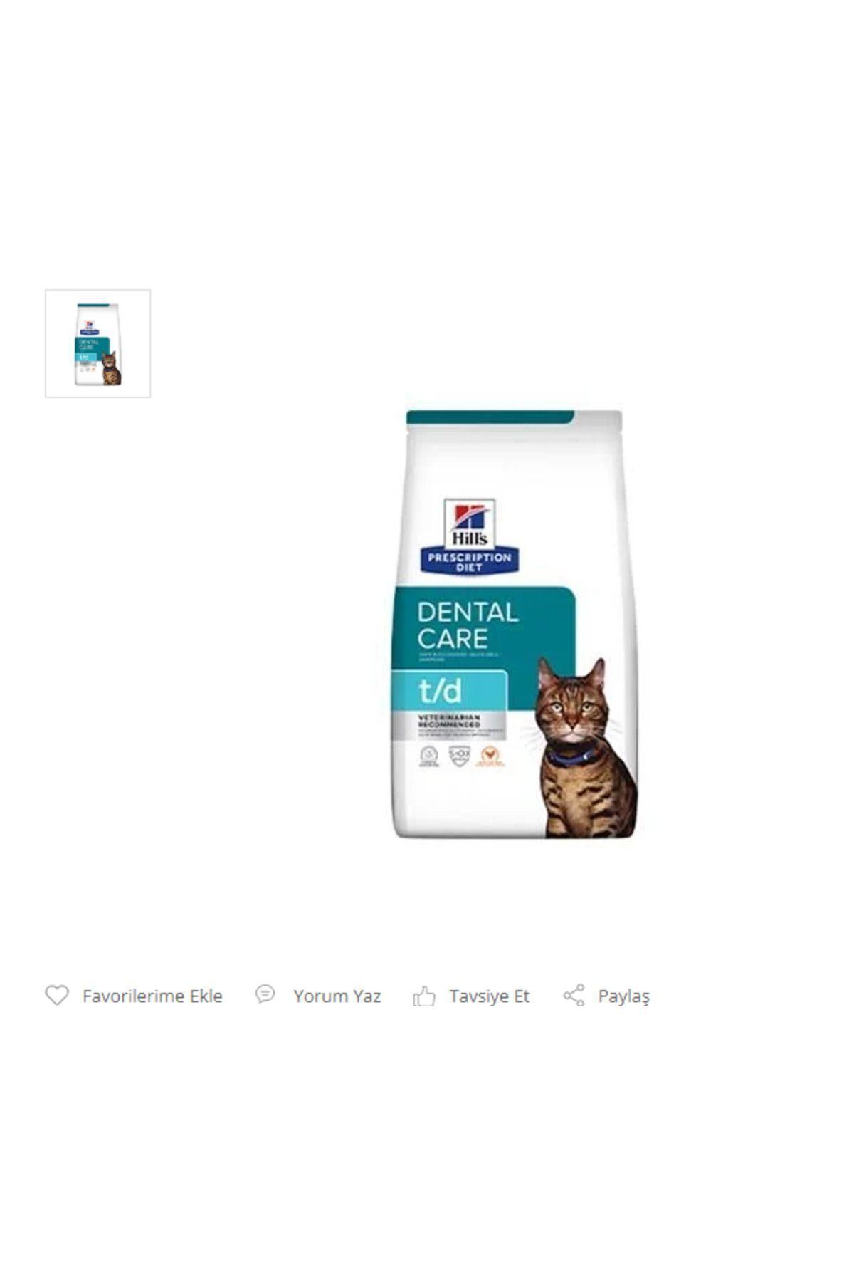 Hill's PRESCRIPTION DIET t/d Kedi Maması 1.5kg