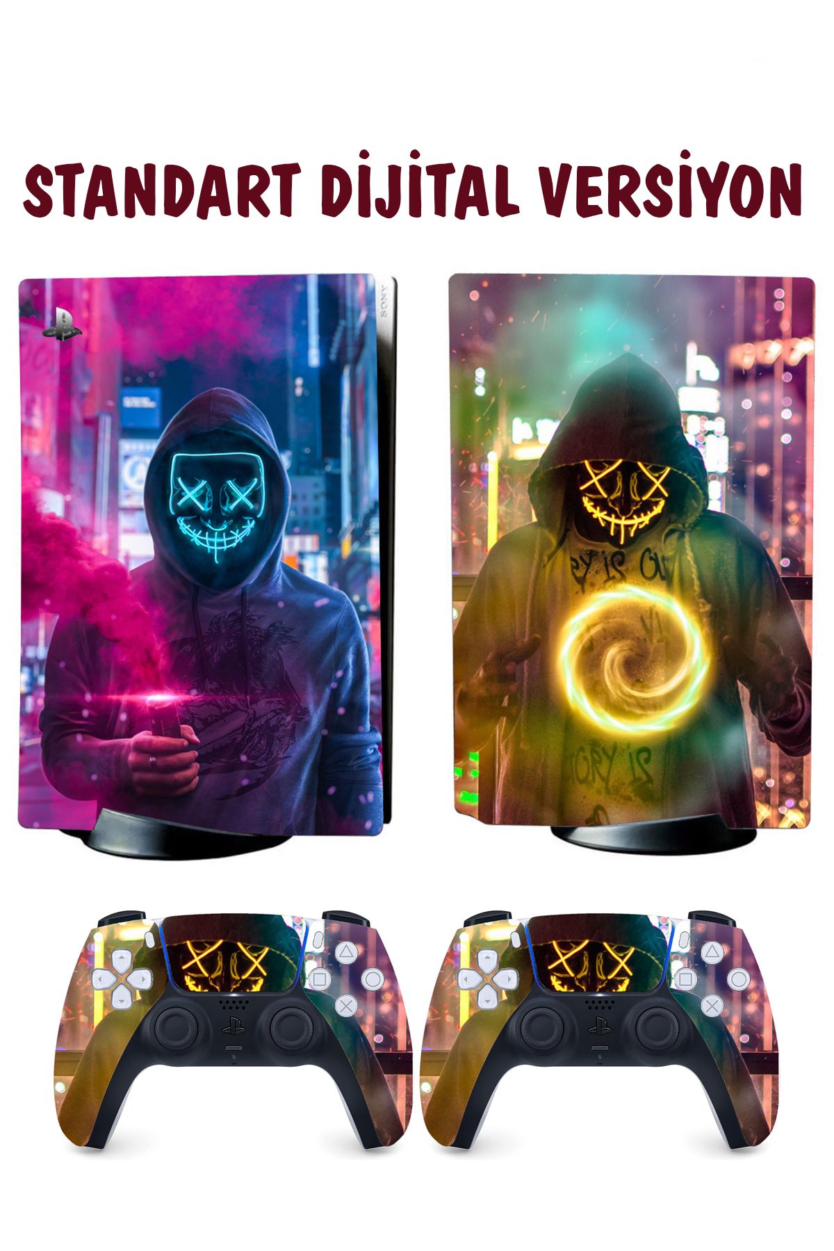 KT Decor Neon Maske Playstation 5 Full Sticker Kaplama Seti