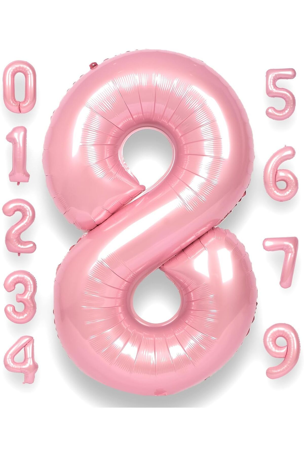 UVERTE 8 Rakam Pembe Folyo Balon 34 İnç İthal Pembe Renk Doğum Günü ve Parti Balonu