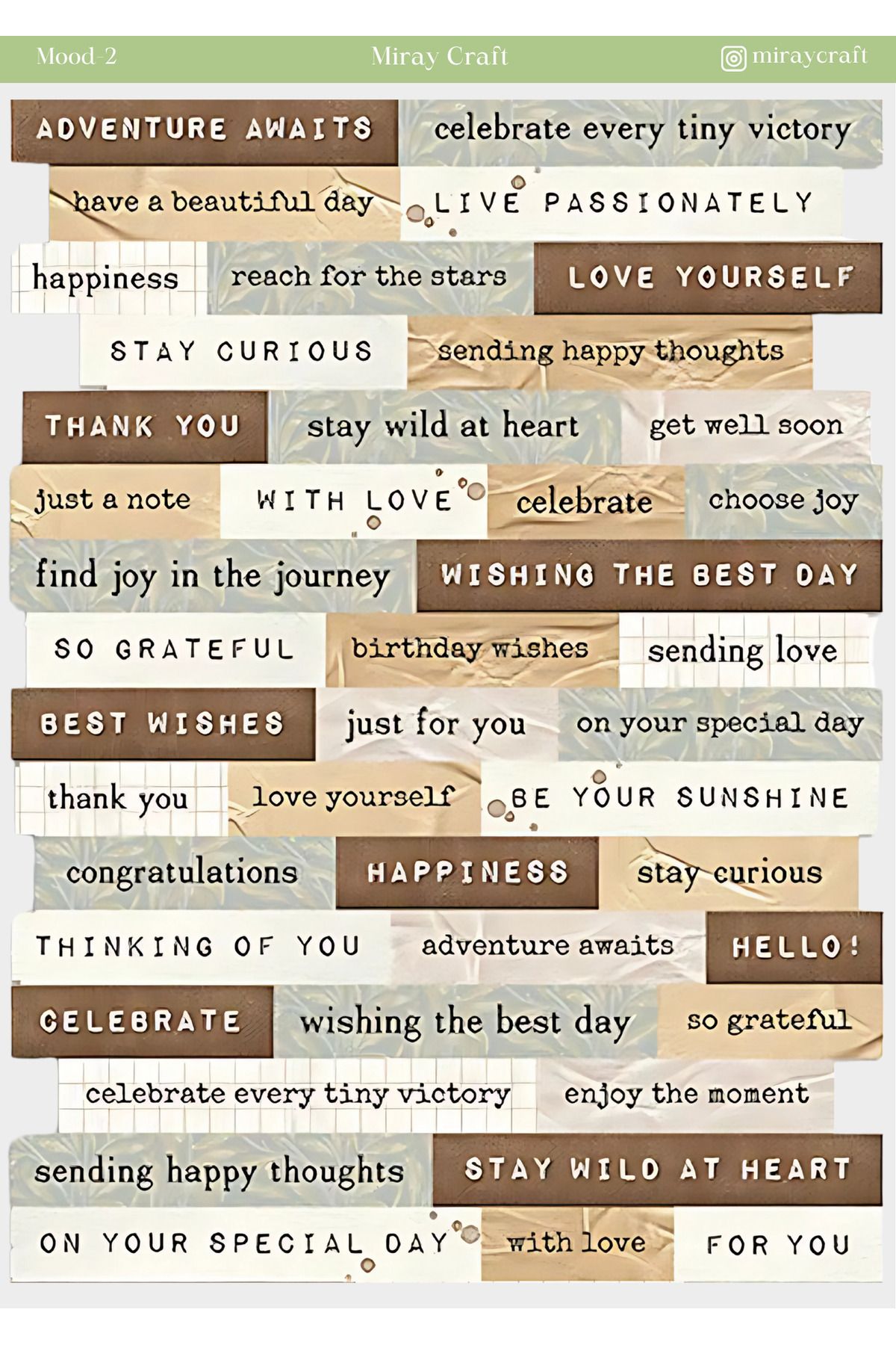 MirayDesign 1 Adet Mood Temalı Sticker (12x17 cm) Bullet Journal, Scrapbook, Ajanda İçin