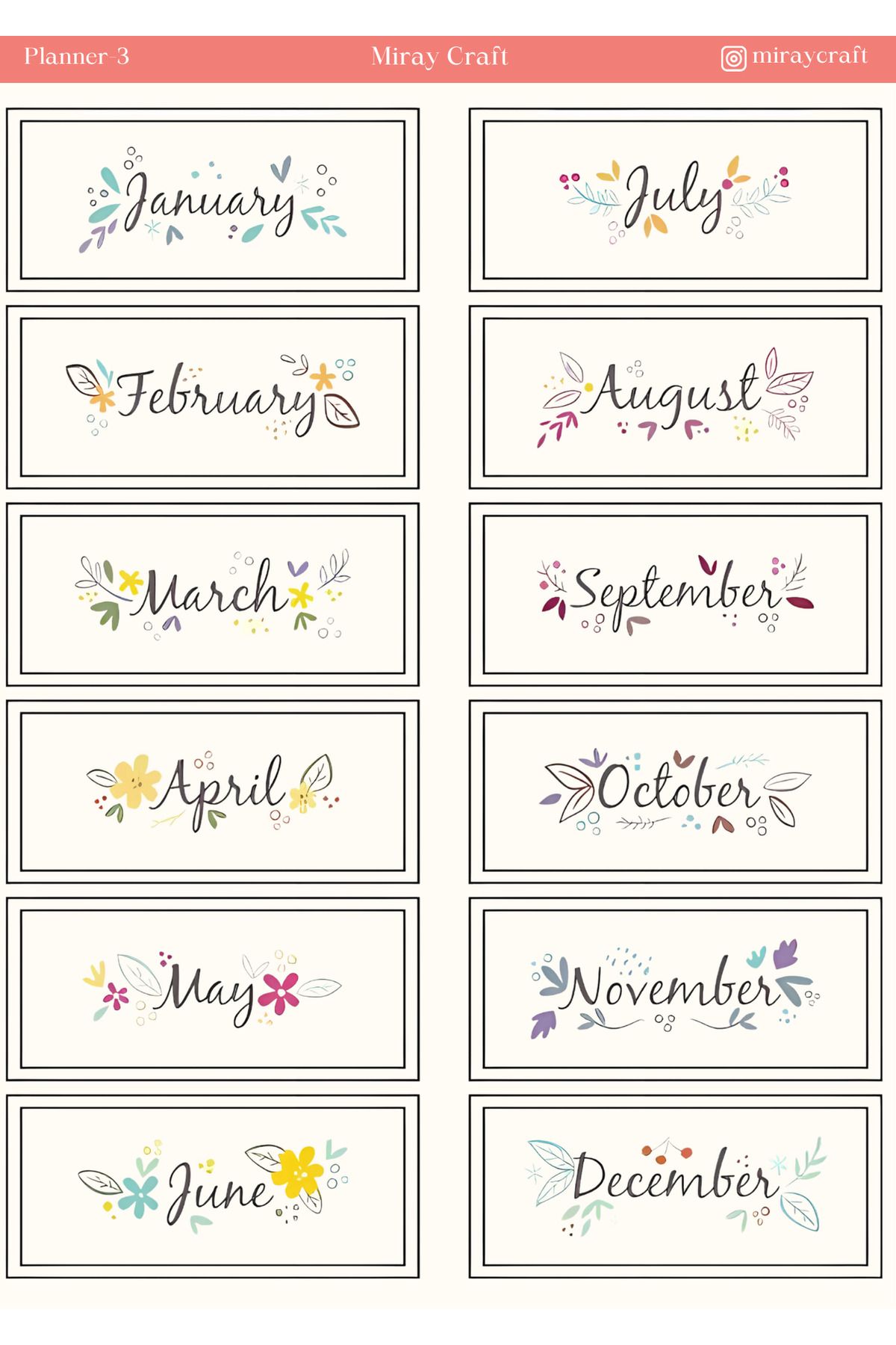 MirayDesign 1 Adet Planlayıcı Temalı Sticker (12x17 cm) Bullet Journal, Scrapbook, Ajanda İçin Özel Tasarım