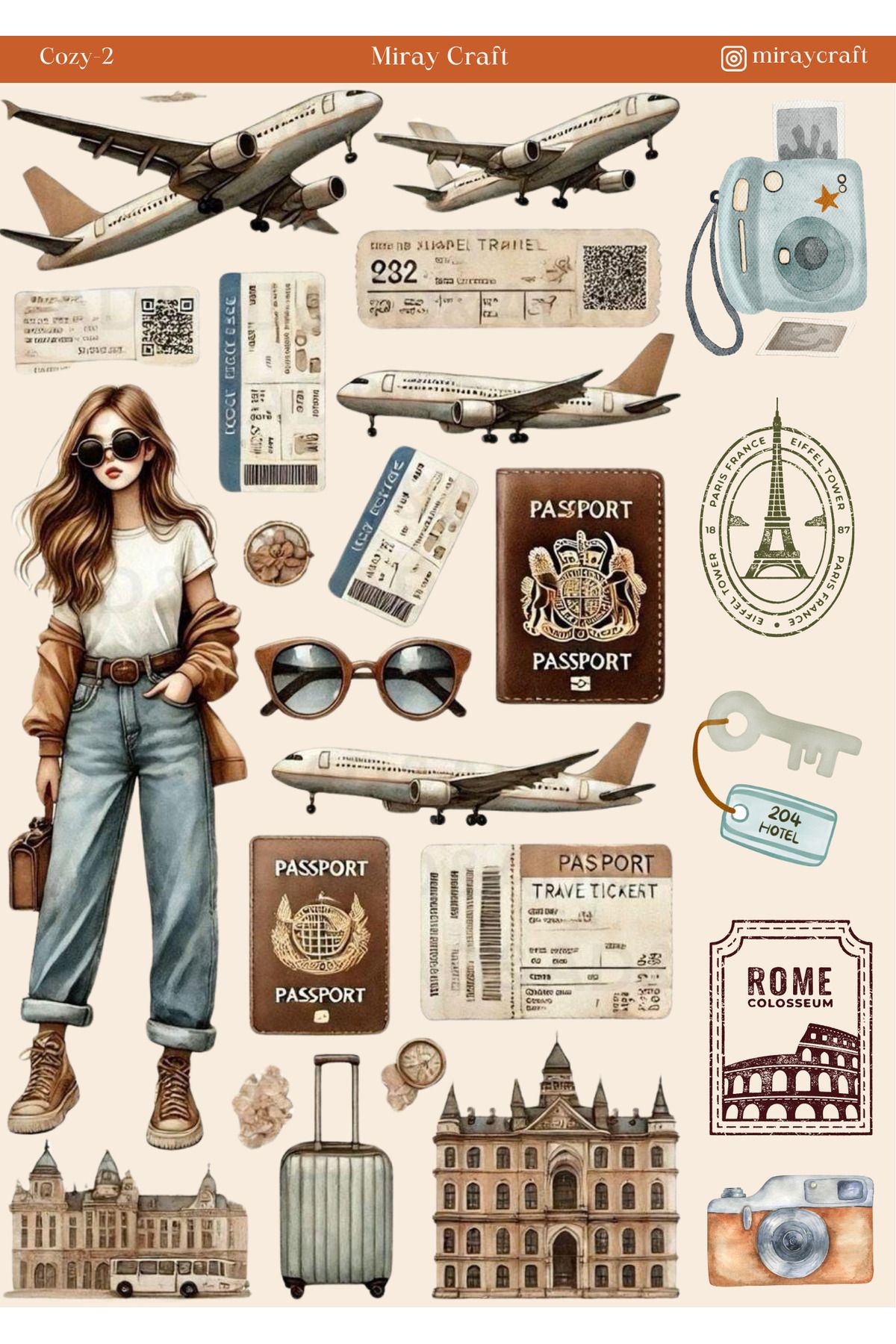 MirayDesign 1 Adet Sıcak ve Huzurlu Anlar Temalı Sticker (12x17 cm) Bullet Journal, Scrapbook, Ajanda vs.