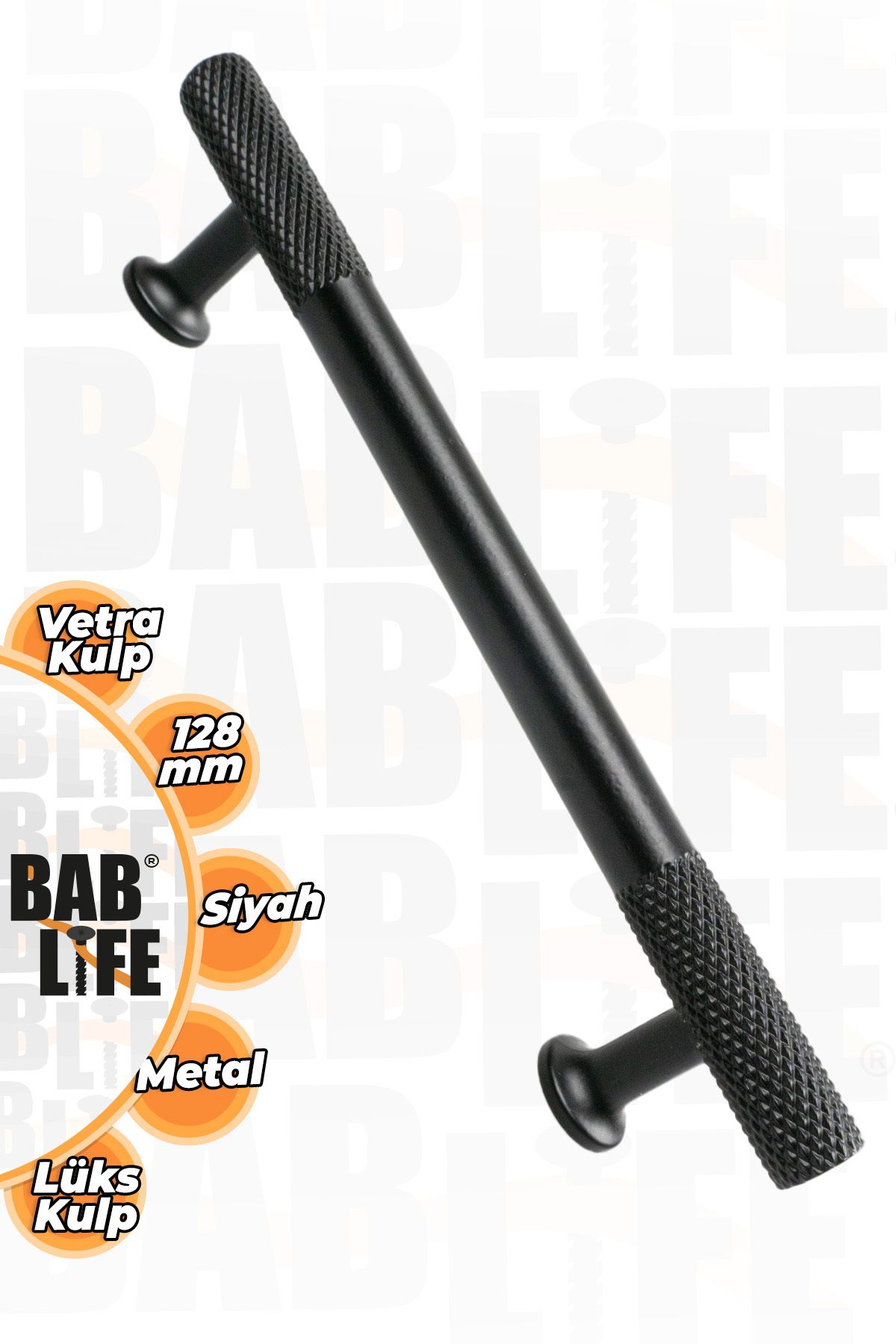 bablife Vetra Mat Siyah 128mm Metal Lüks Çekmece Dolap Mobilya Kulpları