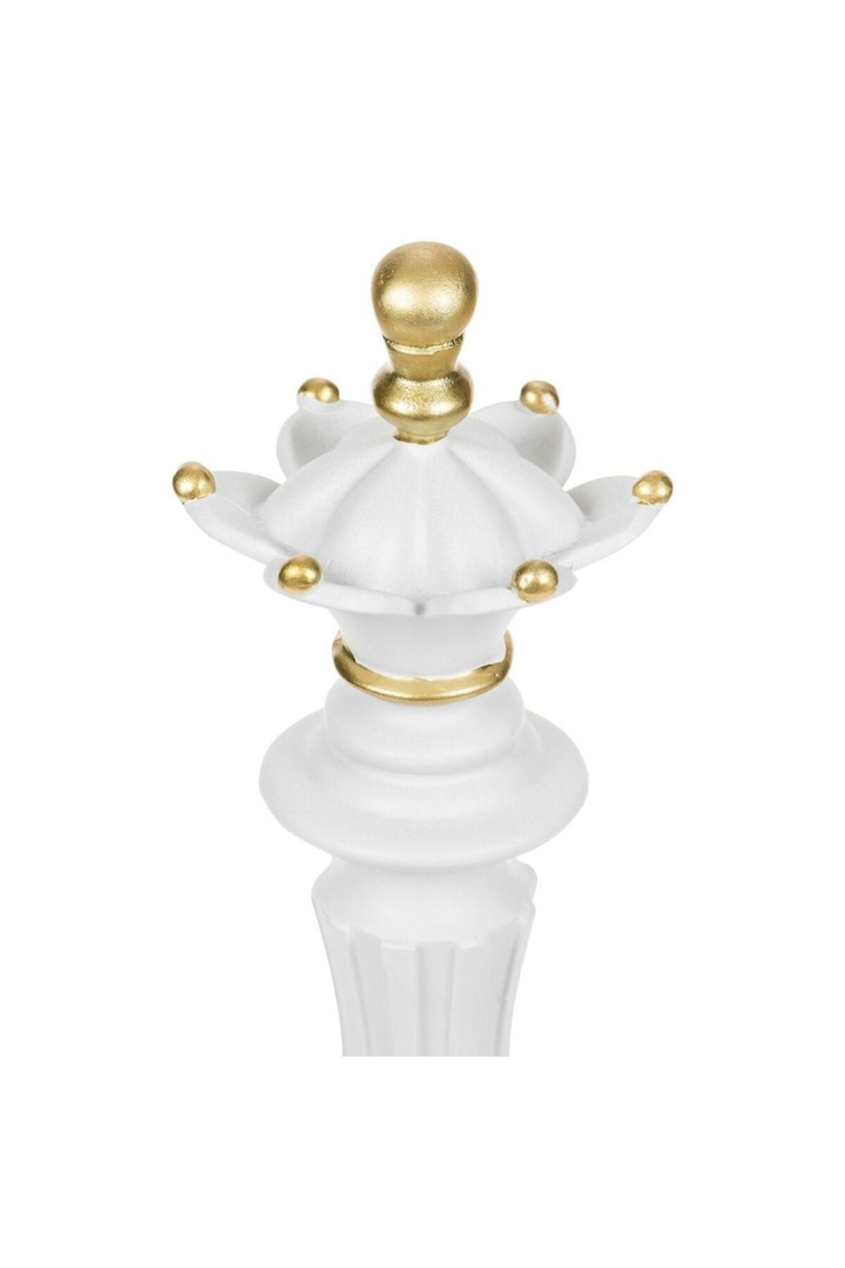 OEM-Decorative Chess Piece Queen, White with Gold Details, 36cm, Polyresin 3