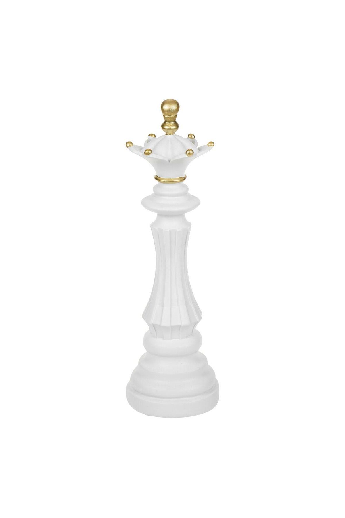 OEM-Decorative Chess Piece Queen, White with Gold Details, 36cm, Polyresin 4