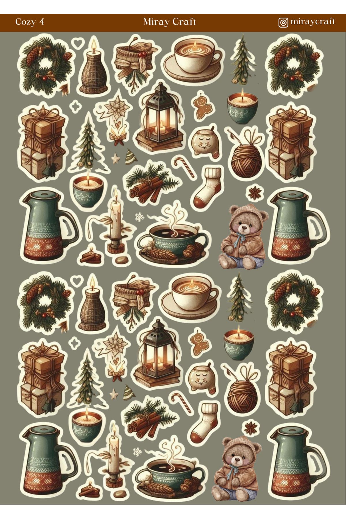 MirayDesign 1 Adet Sıcak ve Huzurlu Anlar Temalı Sticker (12x17 cm) Bullet Journal, Scrapbook, Ajanda vs.