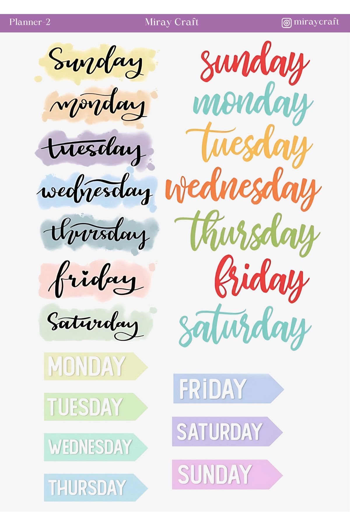 MirayDesign 1 Adet Planlayıcı Temalı Sticker (12x17 cm) Bullet Journal, Scrapbook, Ajanda İçin Özel Tasarım