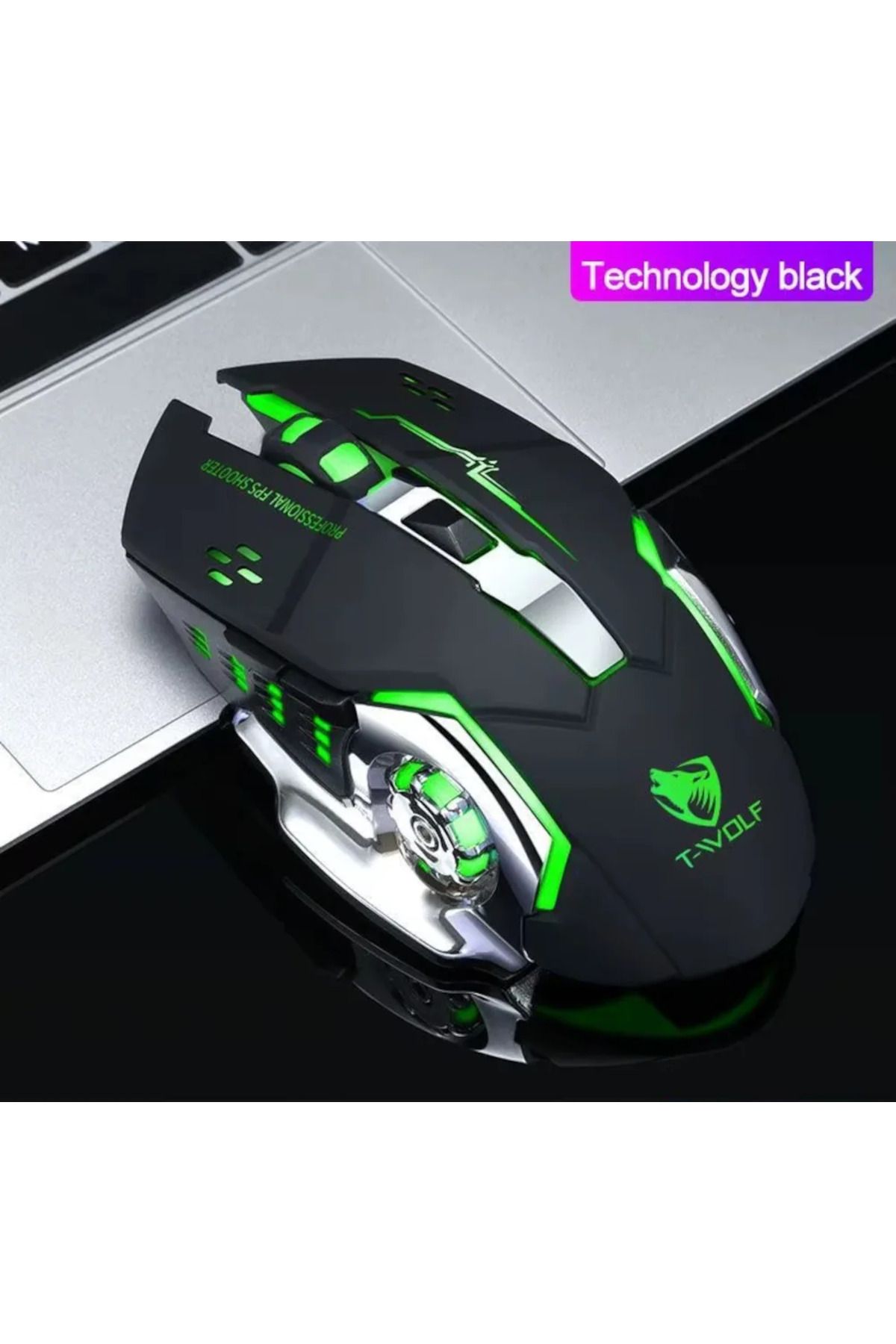 ABYZ-Q13 Wireless Mouse - Silent Multi-Device 6 Programmable Buttons RGB, 2.4GHz DPI 1600 Ergonomic Black 3