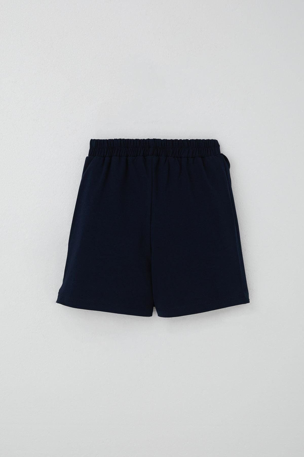 Breeze-Girl's Shorts Skirt with Bow Accessory and Ruffles, Age 6-10, Navy Blue 2