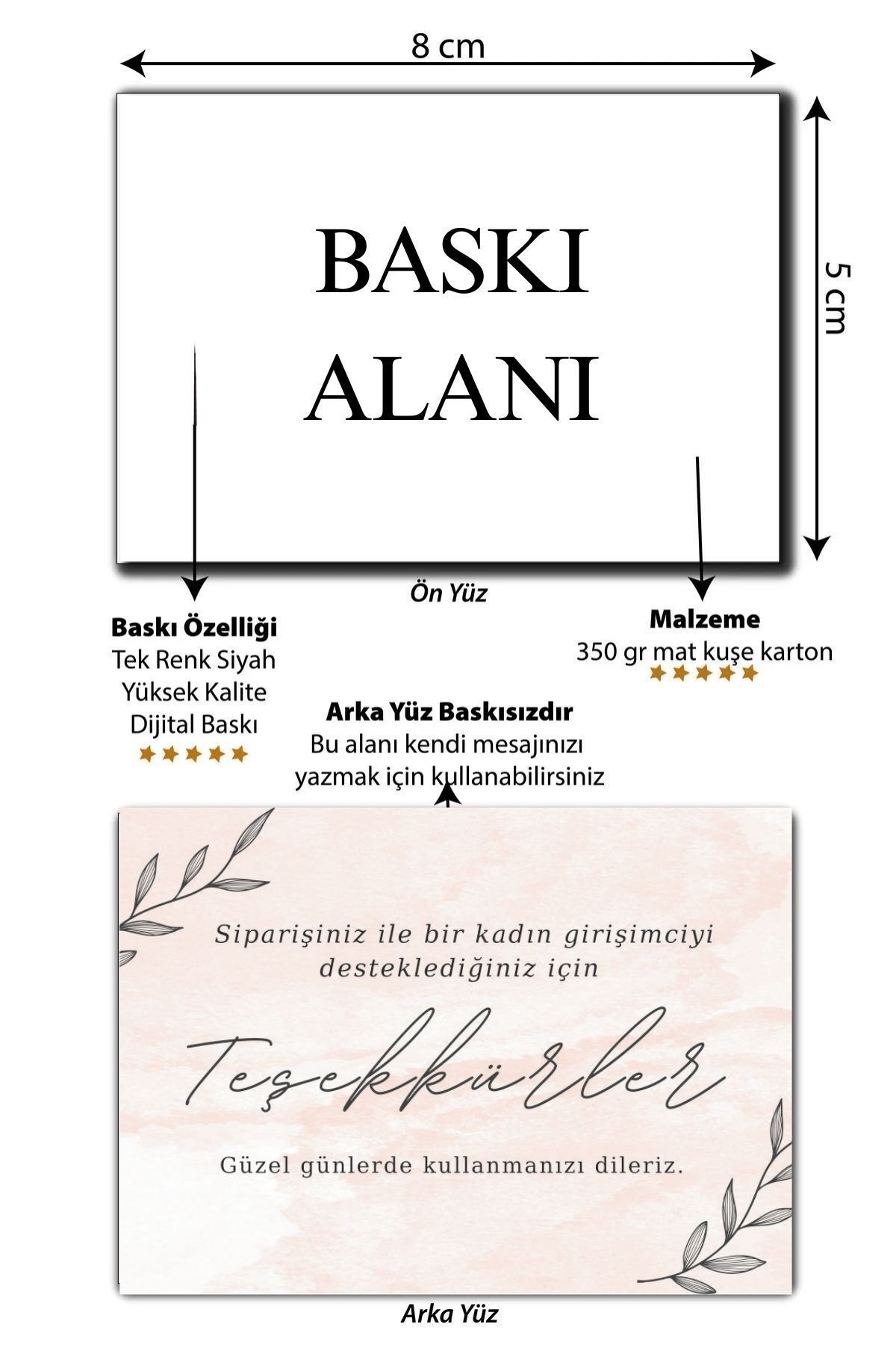 aysecaliskandesigner Siparişiniz Için Teşekkürler Yazan Teşekkür Kartı 100 Adet 8x5 Cm Yüksek Kaliteli 350 gr