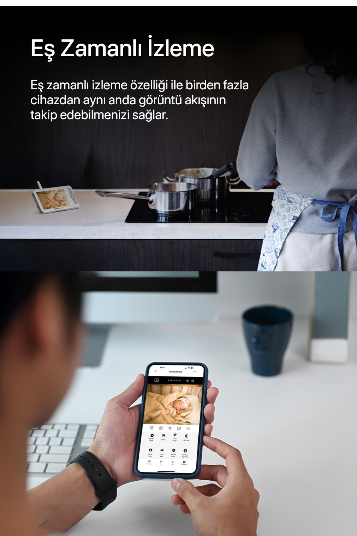 Xenon Smart Akıllı Bebek Kamerası 5" Monitörlü Çoklu İzleme ve Sesli İletişim 2 Adet Baby Camera X7202 fotoğrafı 4 (önizleme)