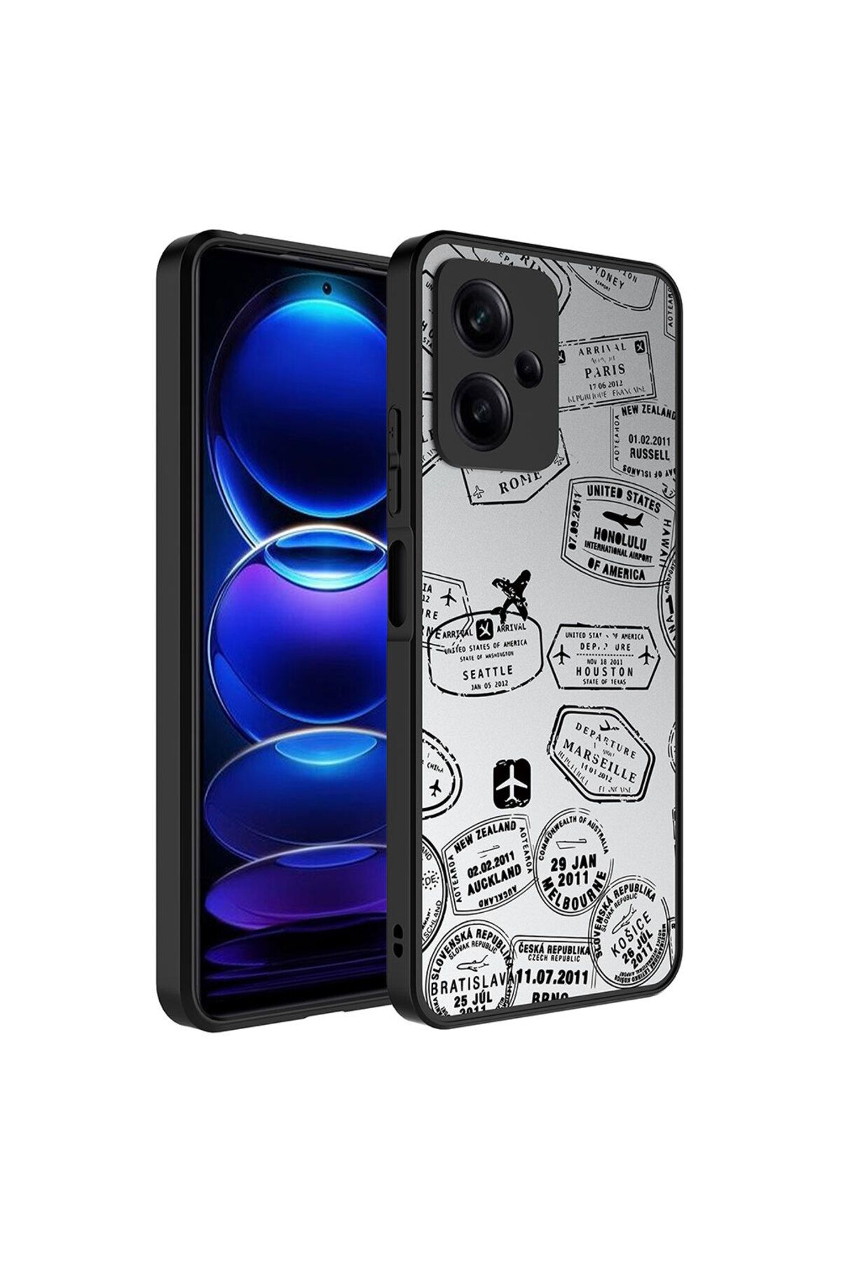 halkhouse Xiaomi Redmi Note 12 5G Kılıf Aynalı Desenli Kamera Korumalı Parlak Sert Silikon Esnek Renkli Mirror