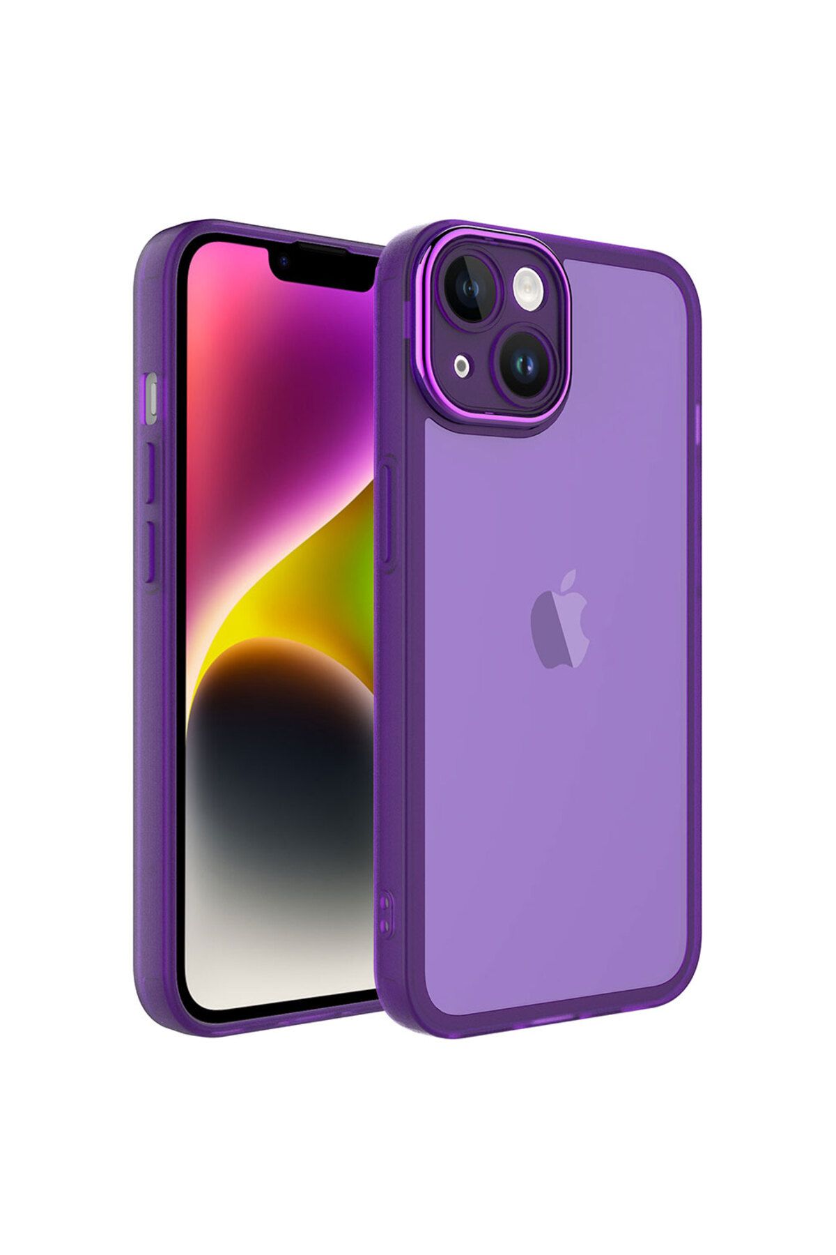 halkhouse İphone 14 Kılıf Kamera Korumalı Transparan Esnek Renkli Silikon Post Kapak