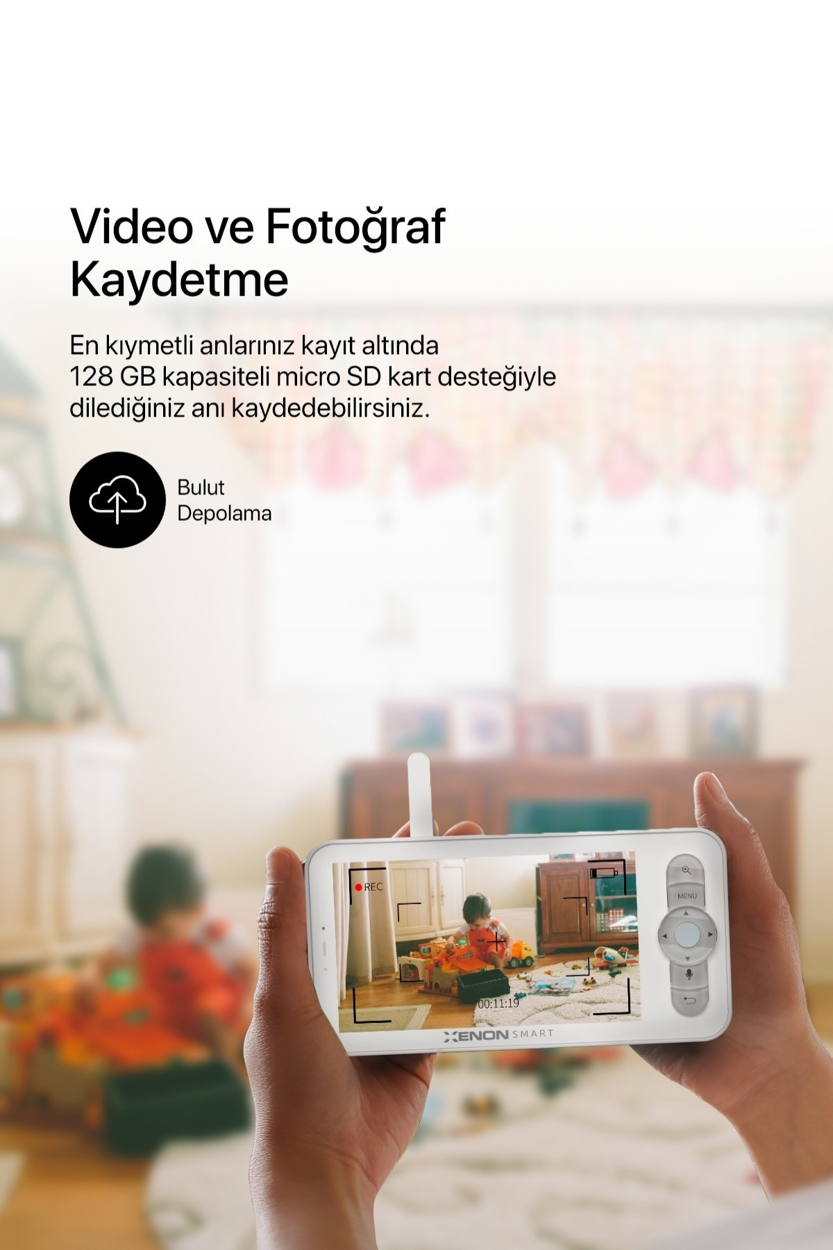 Xenon Smart Akıllı Bebek Kamerası 5" Monitörlü Çoklu İzleme ve Sesli İletişim 2 Adet Baby Camera X7202 fotoğrafı 6 (önizleme)