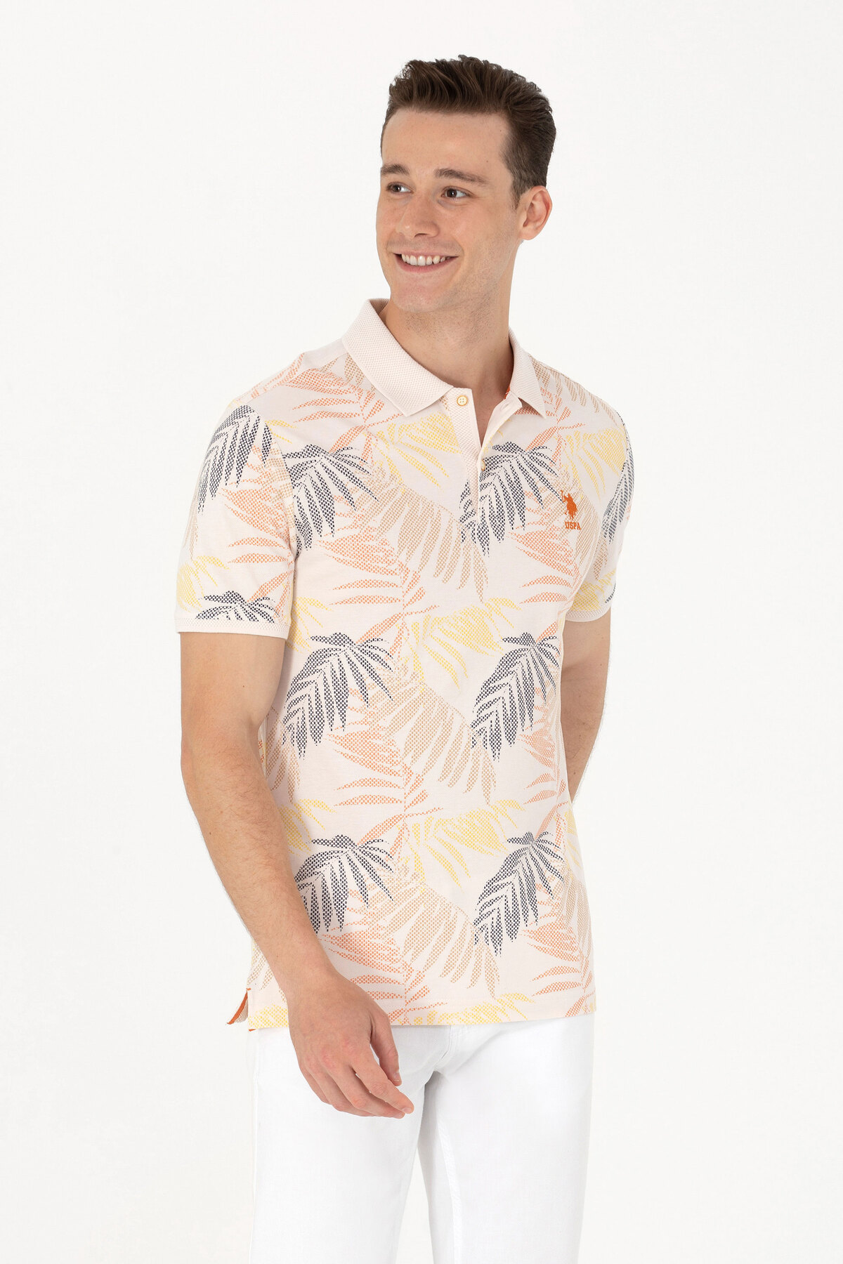 یو اس پولو پولو شرت مردانه مدل Off White کد ۵۰۲۶۳۴۳۴-VR019