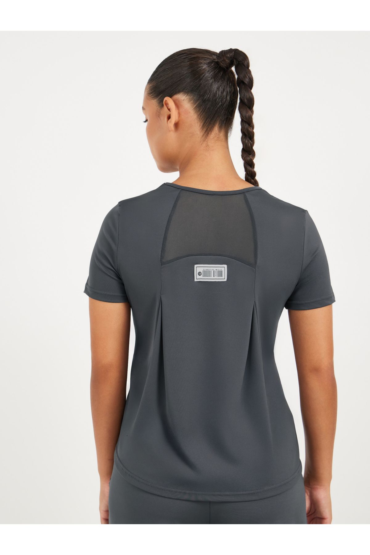 Styli-Gymspire Edition - Label Text Print Mesh Insert Short Sleeve Top 5