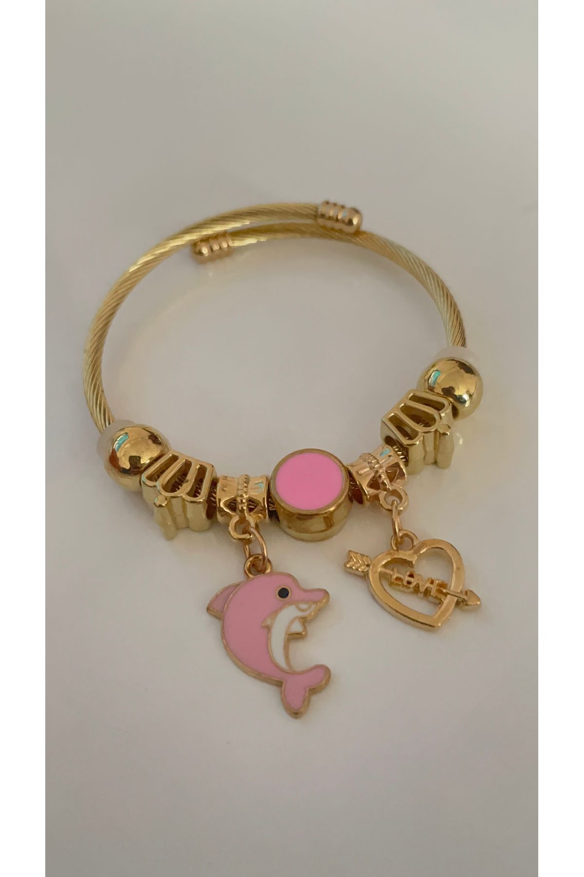 steelbijuteri Gold Çelik charm bileklik
