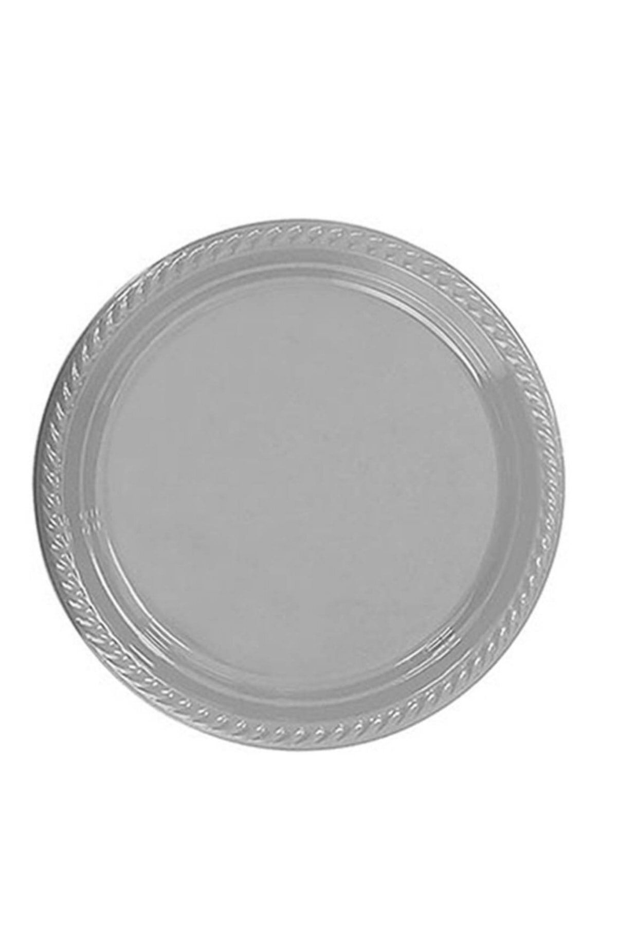 Zanzibar Gümüş Plastik Tabak 22cm 25 Li Geniş Tabak