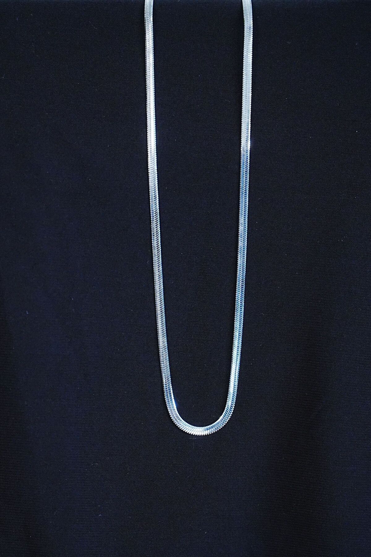 feifei İtalyan Çelik Kolye 45Cm 4Mm Paslanmaz Gümüş