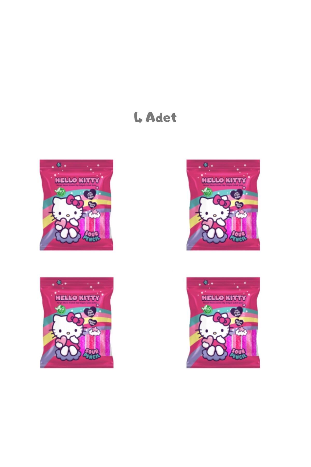 Hello Kitty Sour Belt Rainbow Meyve Ar.Ekşi Şerit Şeker 80 Gr. 4 Adet