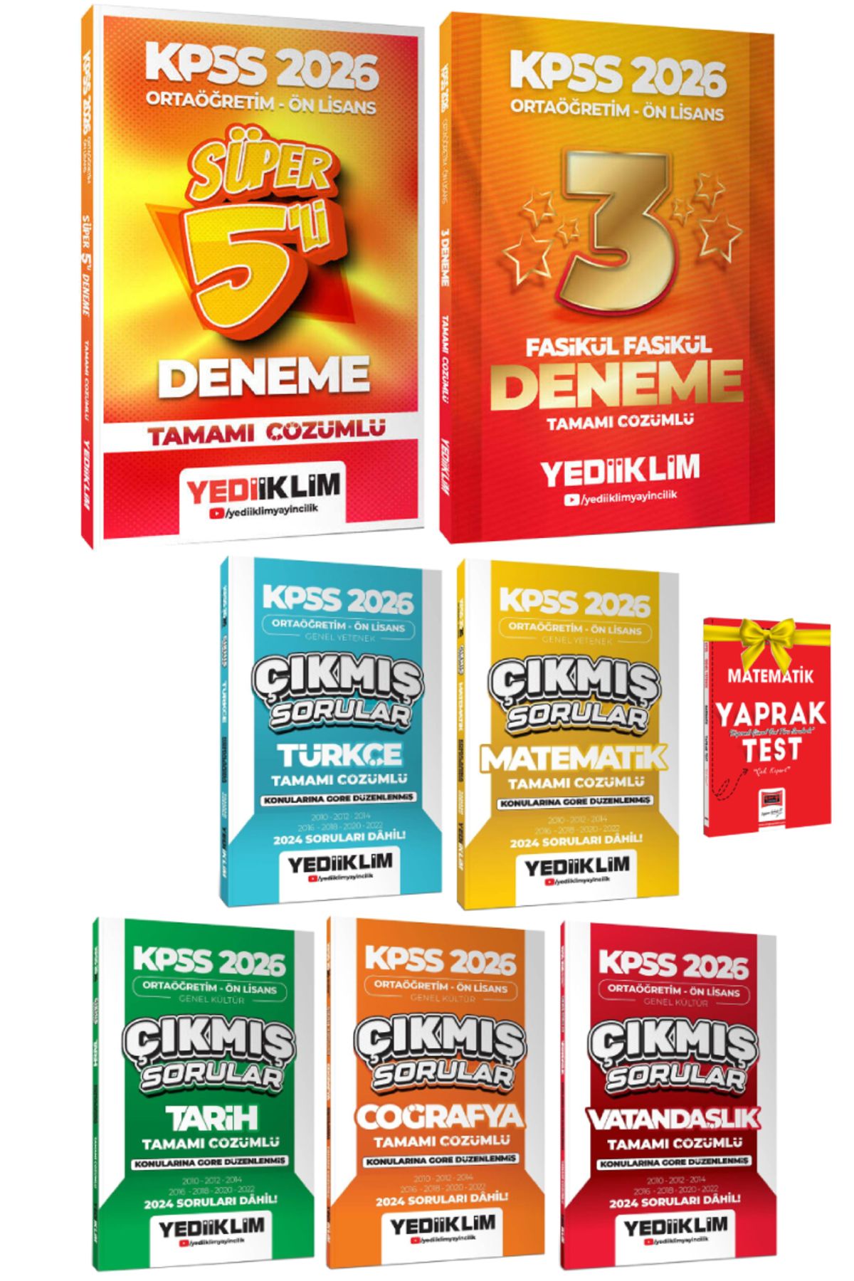 Yediiklim Yayınları 2026 Yediiklim Ortaöğretim Ön Lisans Denemeler+Ortaöğretim Ön Lisans Çıkmış Sorular Seti+Hediye