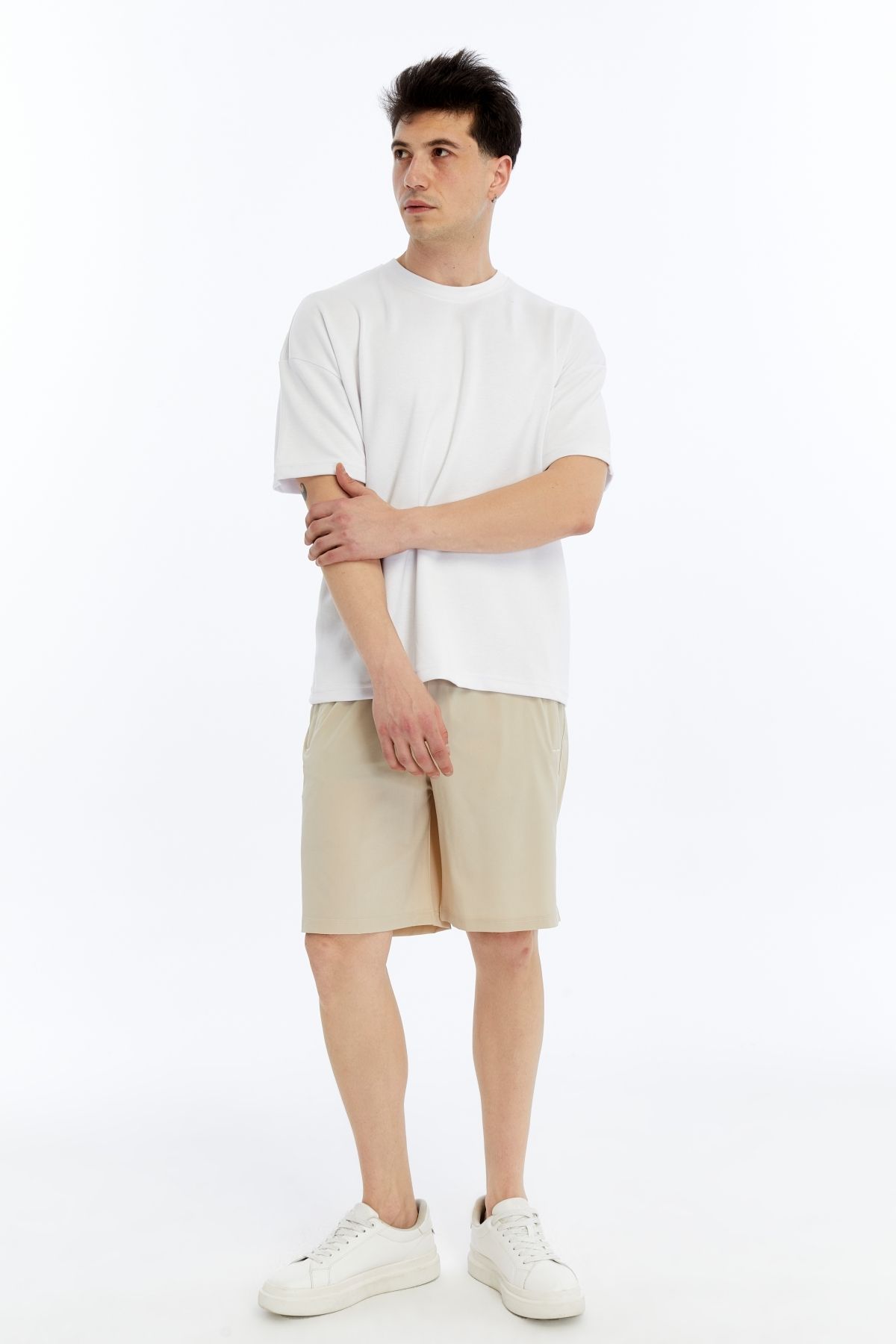 KRAVEN Erkek Modal Tişört Oversize Rahat Bol Kalıp T-Shirt Ağır Kumaş Kolay Kırışmaz Ütü Gerektirmeyen