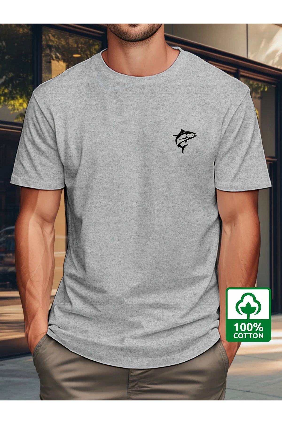aynewmoda Büyük Beden Kayık Yaka (balik) Baskılı Oversize %100 Pamuk T-shirt