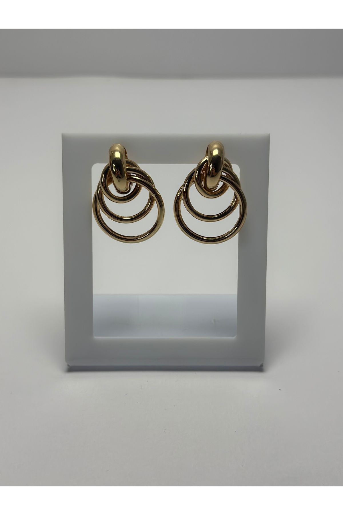 Prestij Jewelry Üç Halkalı Çelik Küpe