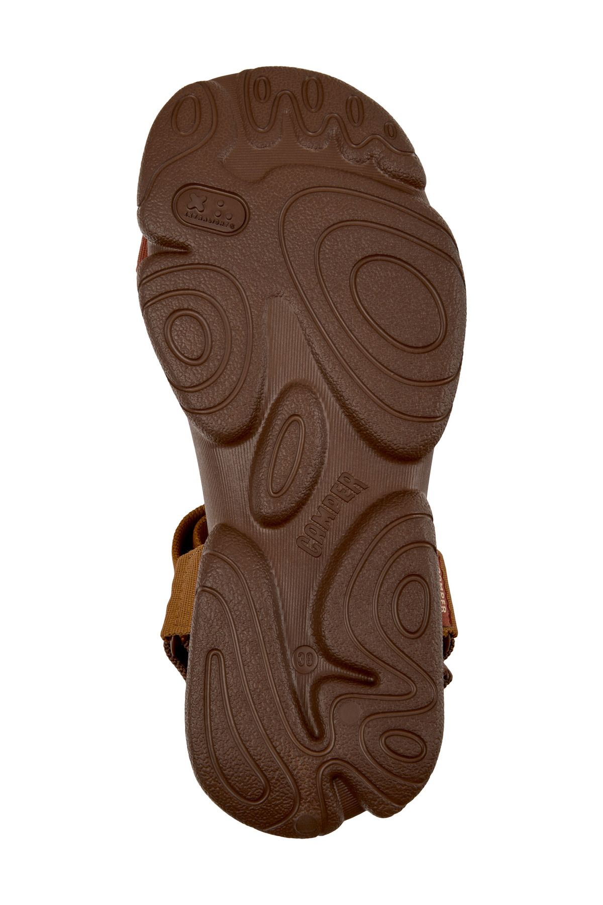 CAMPER-Women's Brown Color Block Summer Sandal with Hook And Loop Strap and Back Tie Karst 5