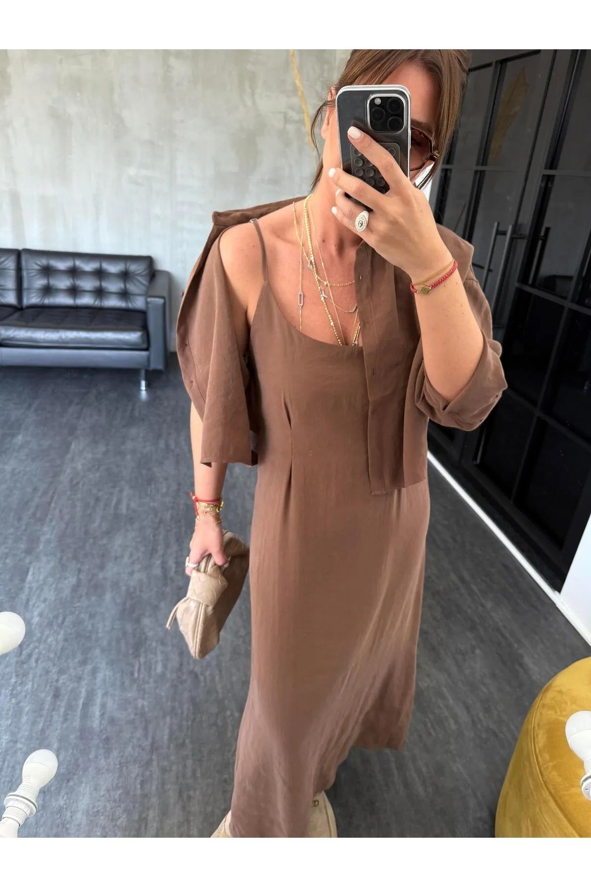 TB Butik Ayarlanabilir Askılı , Modal , Gömlek - Elbise Takım