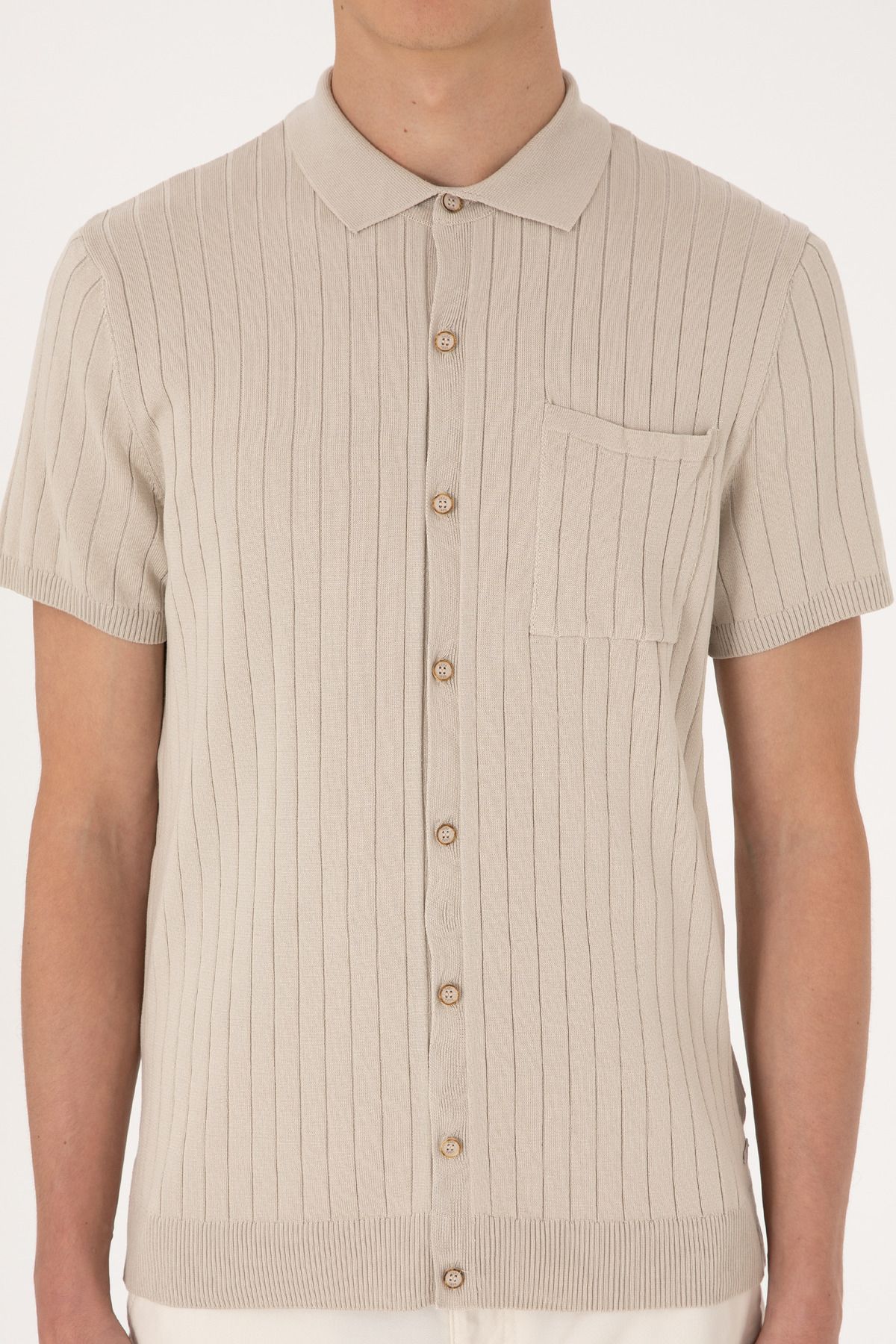 U.S. Polo Assn.-Men's Slim Fit Stone Button Knitwear T-Shirt 50299360-Vr049 6