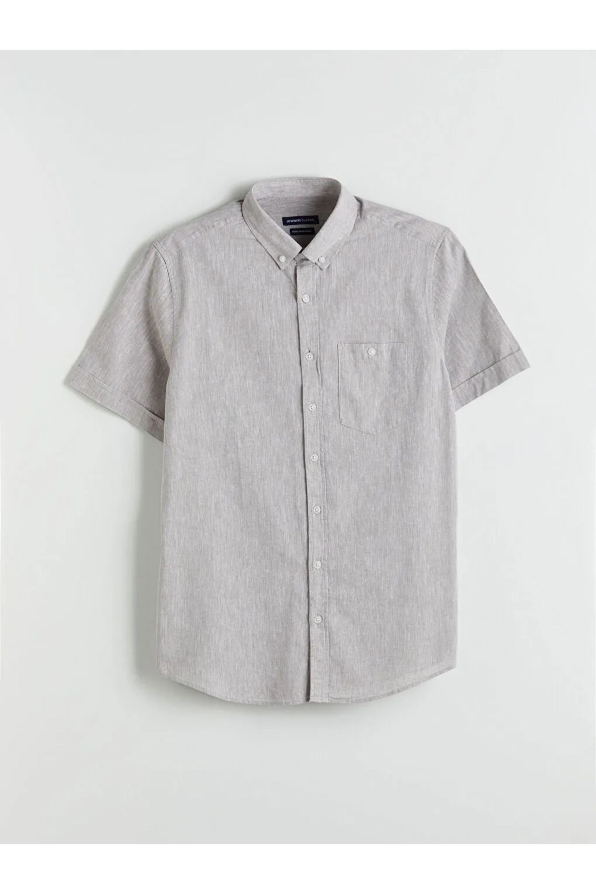 LC Waikiki LCWAIKIKI Classic Bej Regular Fit Keten Karışımlı Erkek Gömlek
