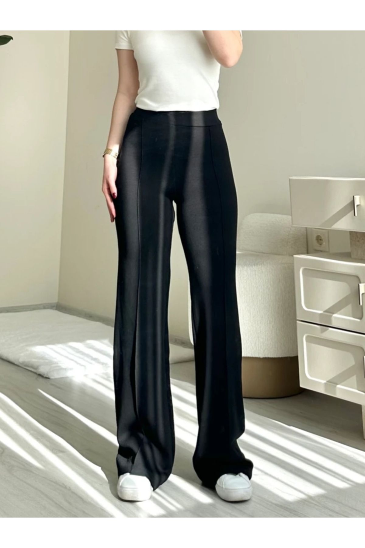 YıldızlarTekstil Çımalı Bol Paça Modal Kumaş Pantolon