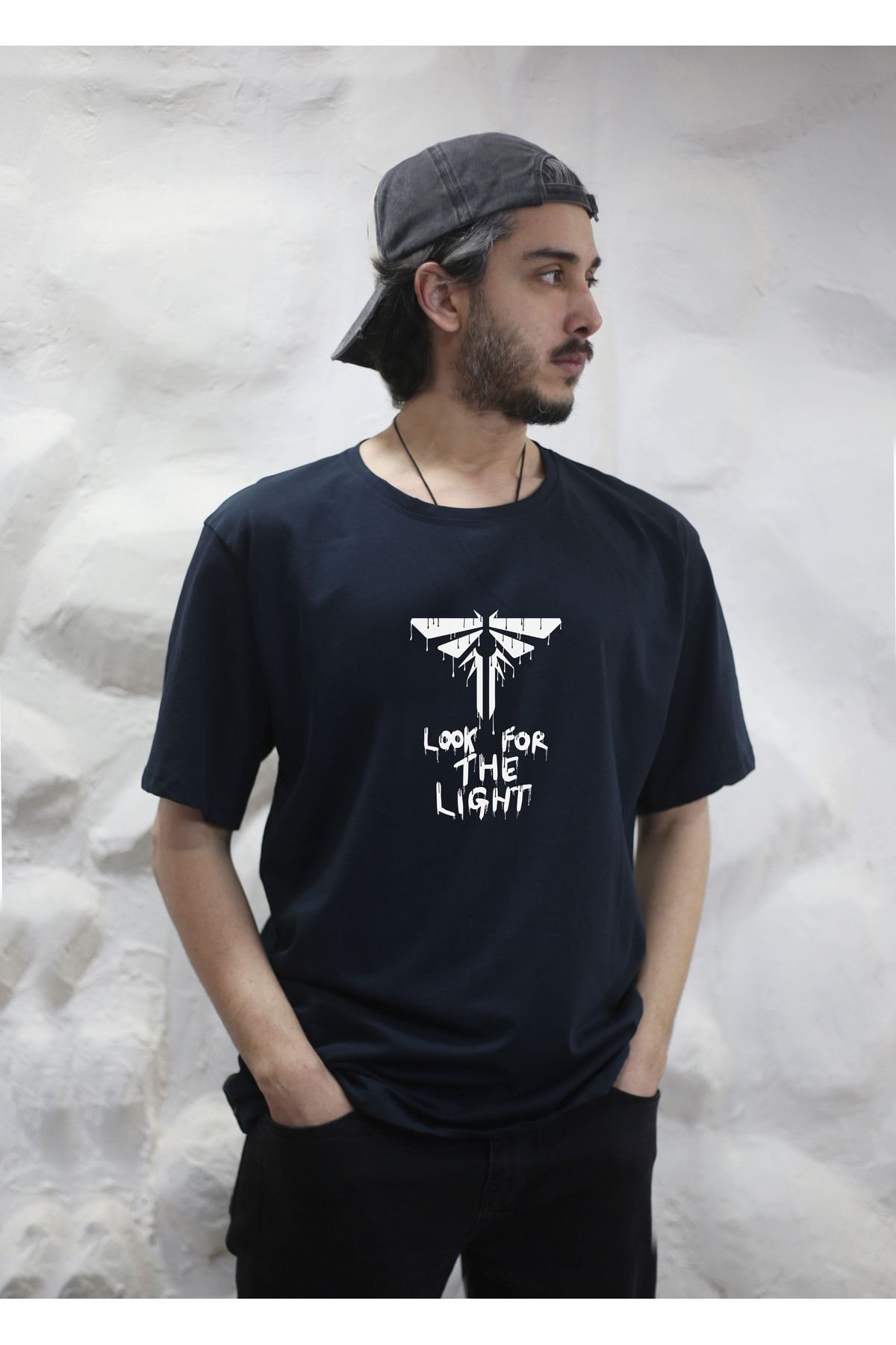 sielta The Last Of Us Oversize Erkek Pamuklu Lacivert Tişört T-shirt