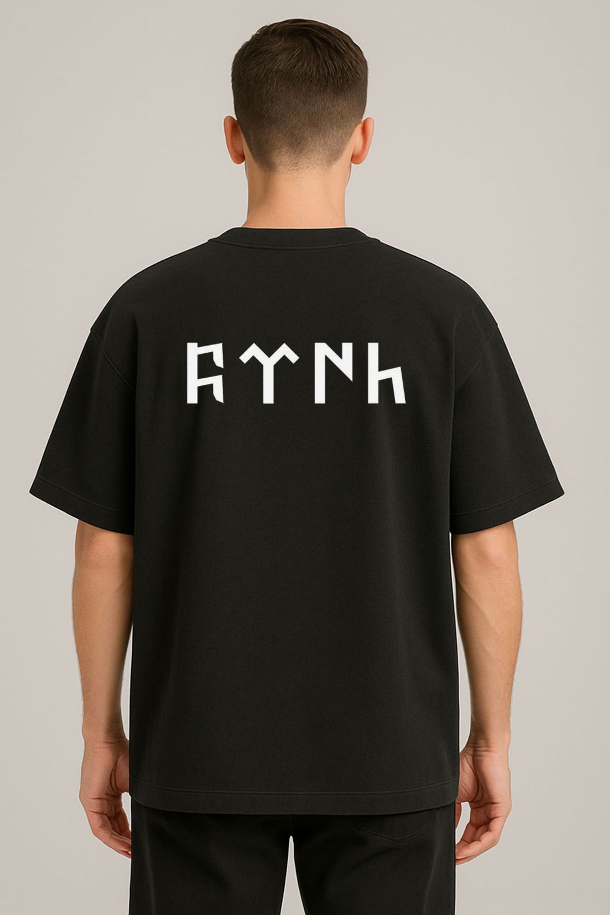 sielta Türk Bozkurt Oversize Erkek Pamuklu Siyah Tişört T-shirt