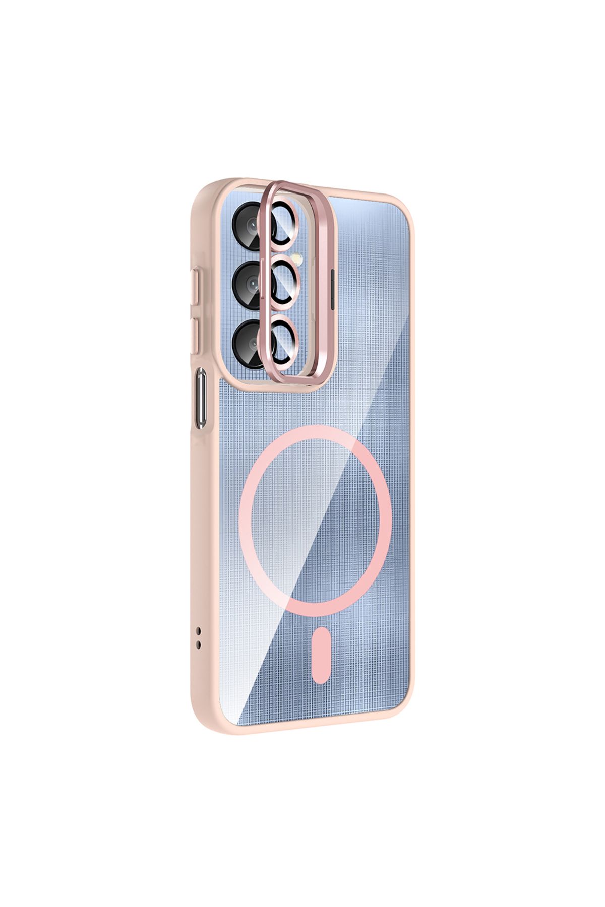 KılıfShop Samsung Galaxy A56 uyumlu Kılıf Standlı Kamera Lens Koruyucu Hediye Pembe