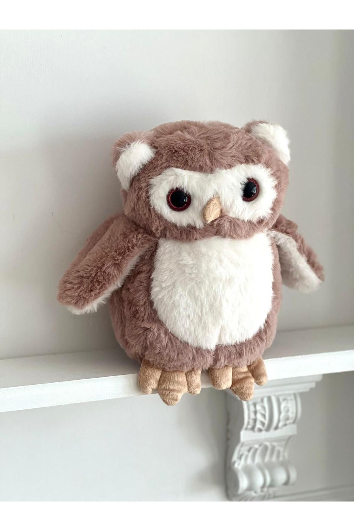 MR.Frenks Çocuk Sevimli Baykuş Oyun&Uyku Arkadaşı Peluş Yastık Gül Kurusu 25 cm