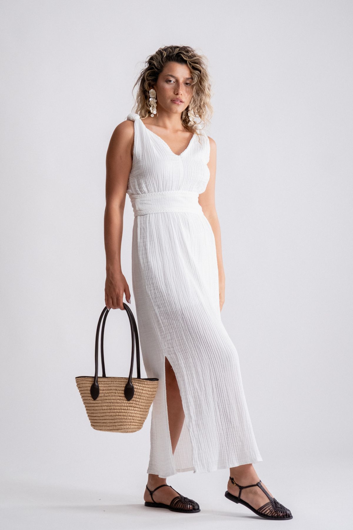 SEPANU COLLECTION Kadın Keten Helen Elbise