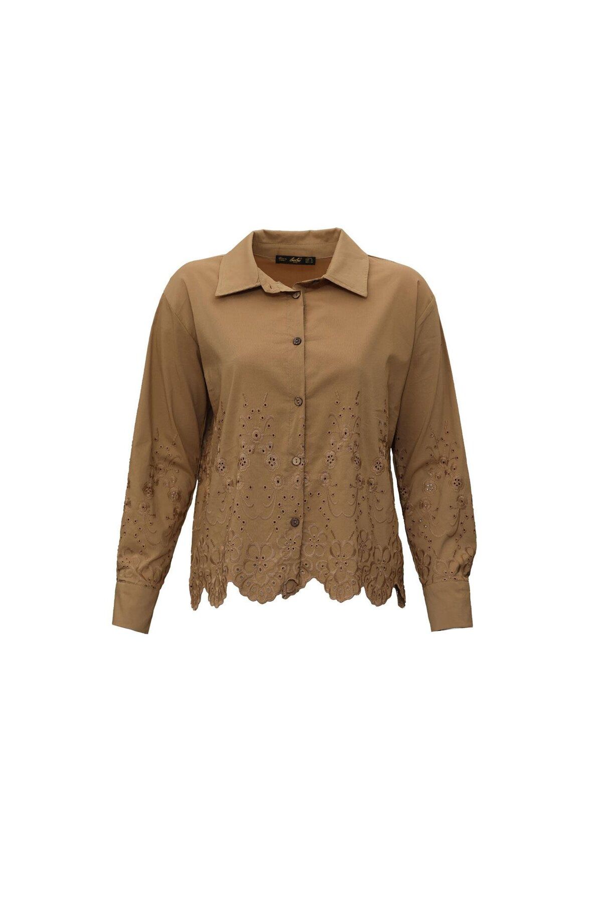 Sezgi Tekin Fisto Detay Camel Poplin Gömlek