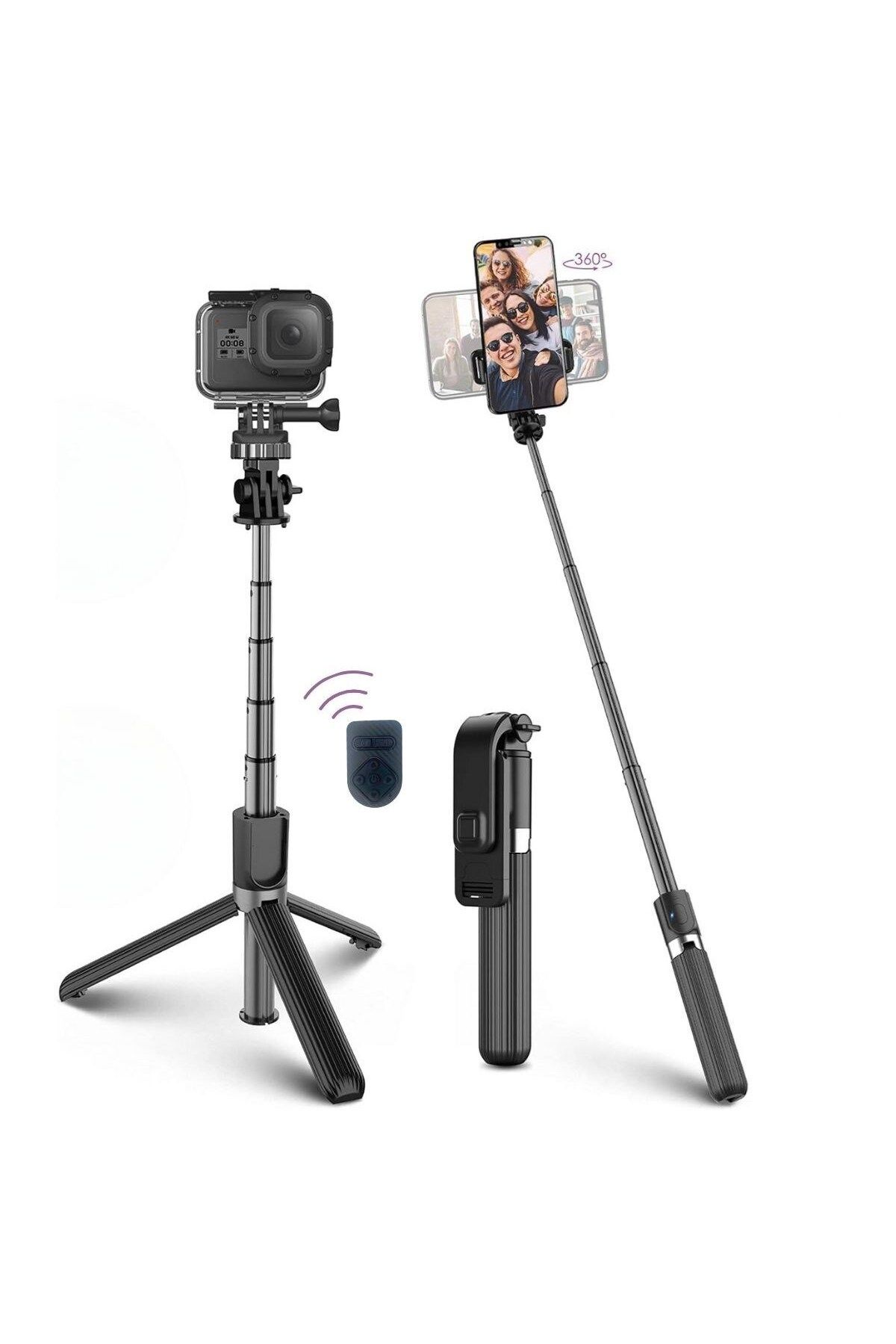 feifei Fotoğraf Makinası Ve Telefon Takılabilen 2Si 1 Arada 2.2M Uzayan Selfie Çubuğu Kumandalı Tripod
