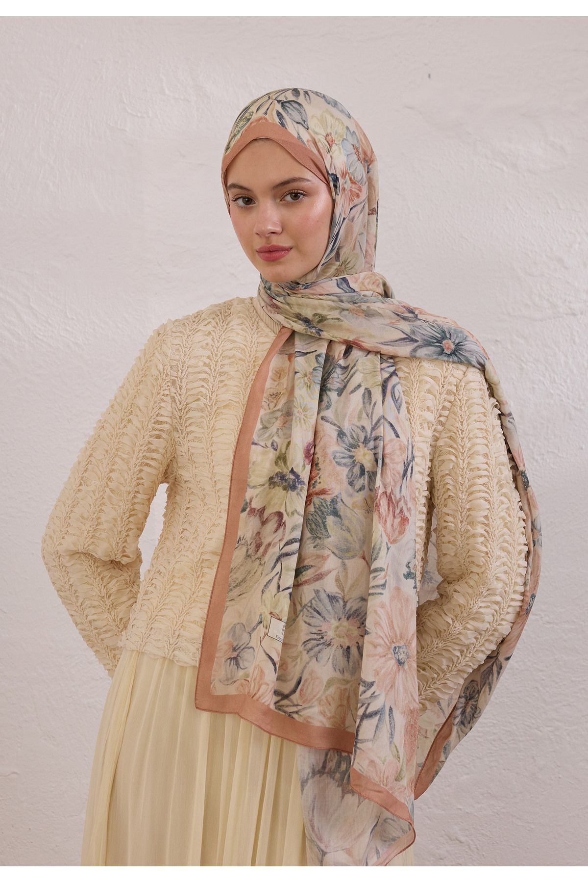 Fresh VINTAGE GARDEN DESEN RAMİ ŞAL SOMON