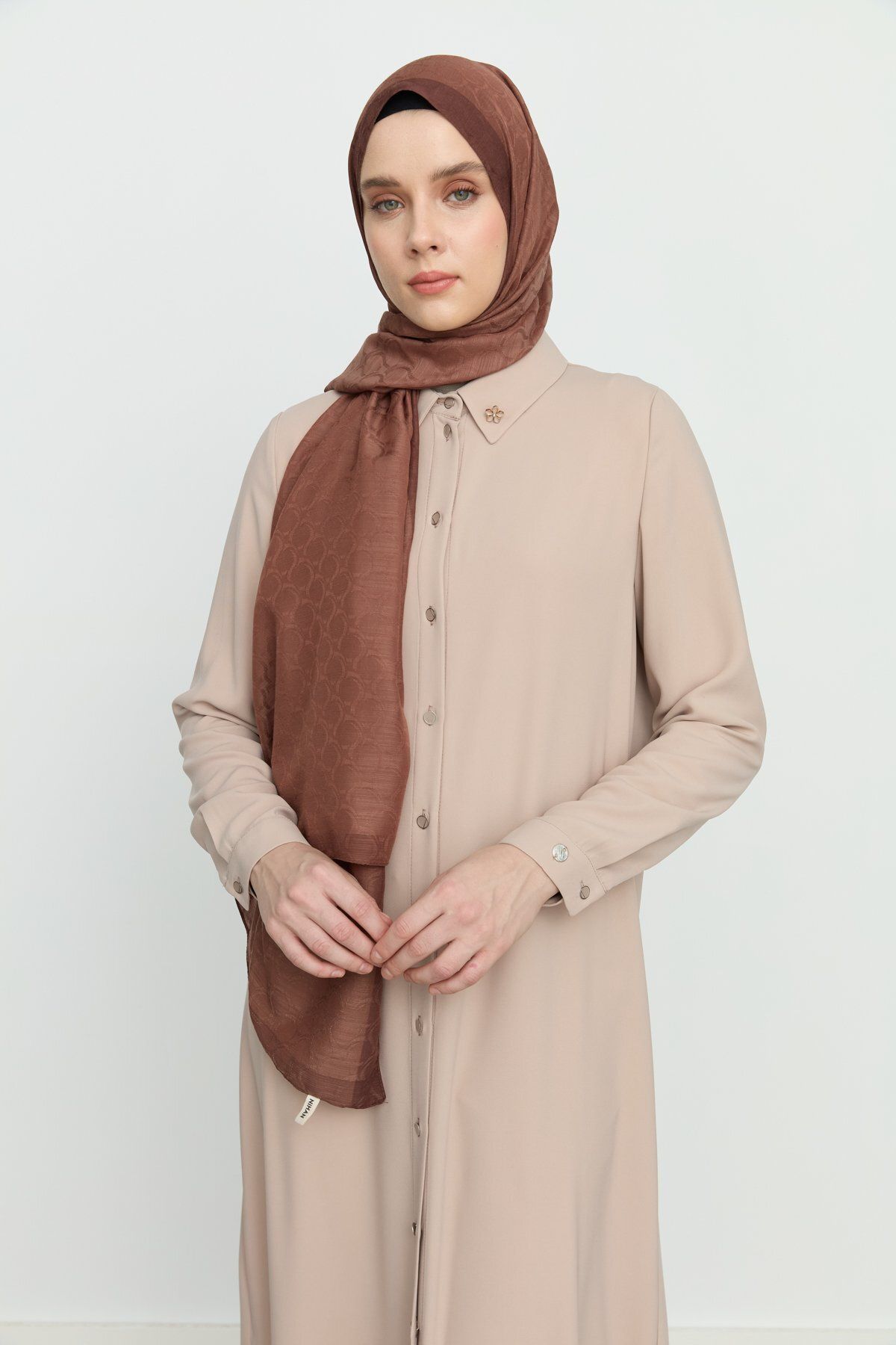 Nihan-Basic Tunic Beige with Side Slits 3