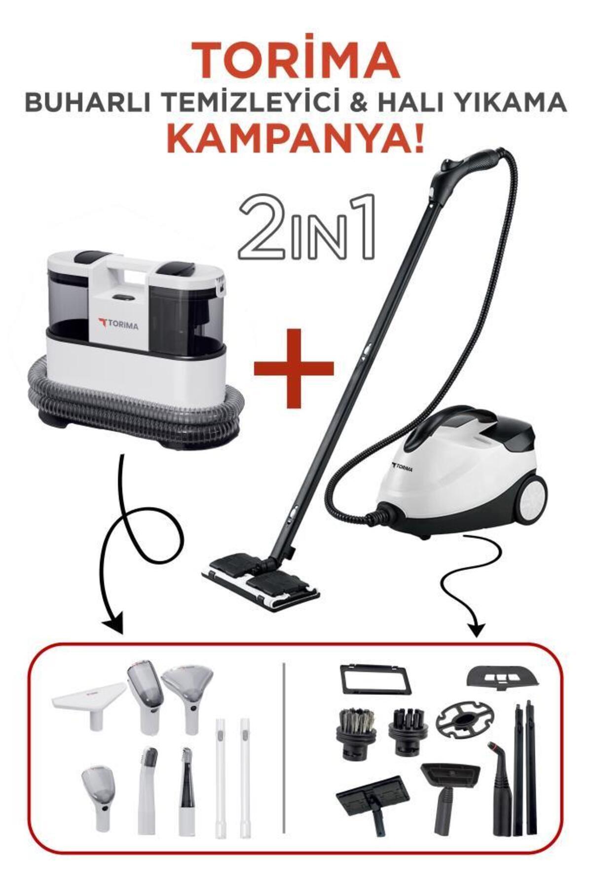 Torima CX002B Koltuk ve Halı Yıkama Makinesi + CB-08C Çok Fonksiyonlu Buharlı Temizleyici