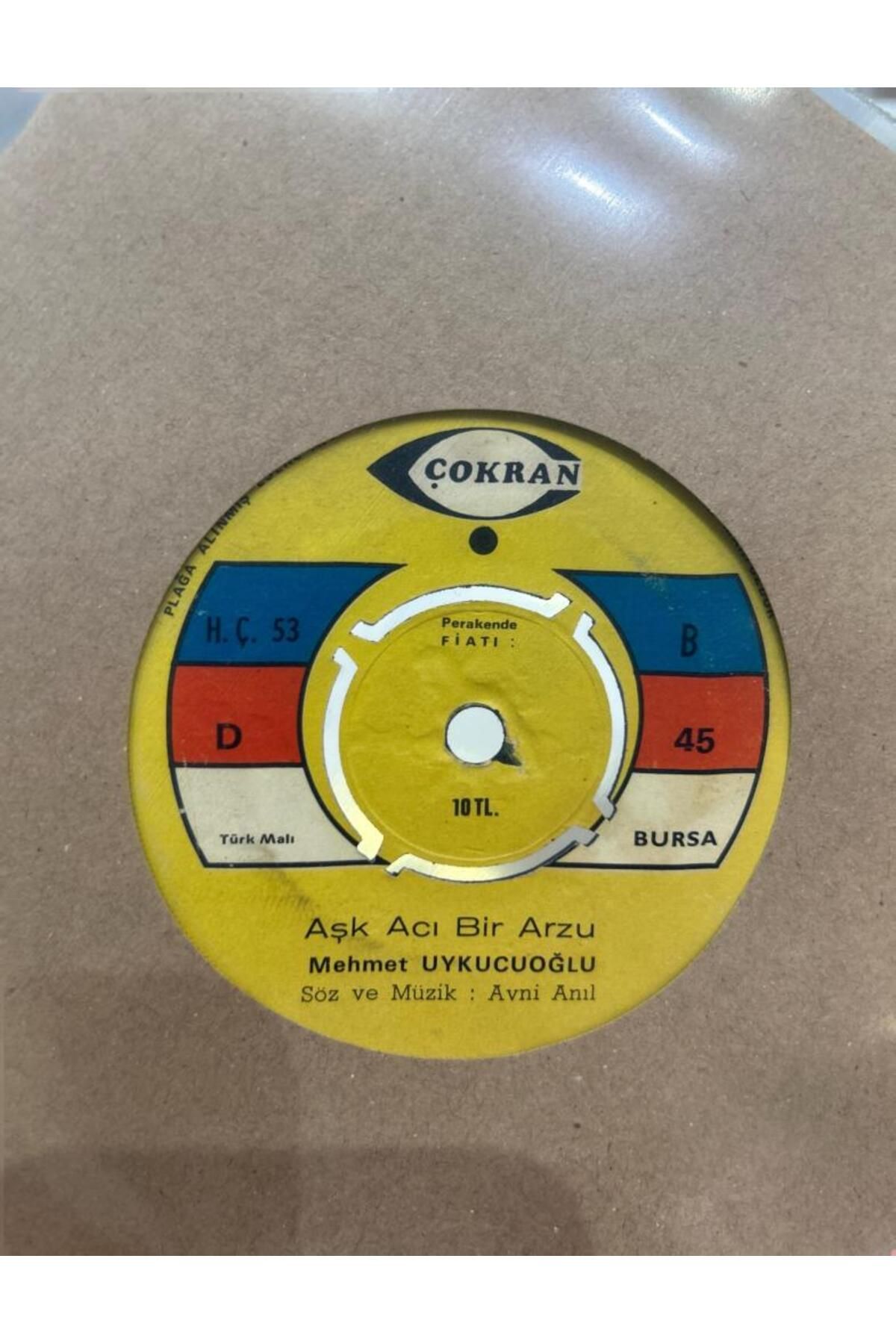 Kadıköy Plak Kulübü Mehmet Uykucuoğlu - Sönmez artık Yüreğimde yanan bu Sonsuz Ateş/Aşk Acı bir Arzu 45lik