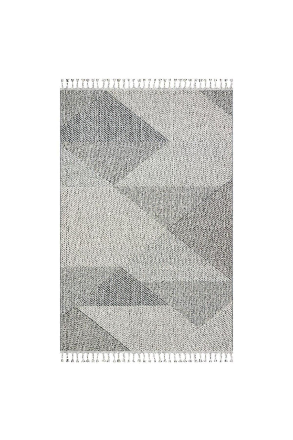 Panemo Soho Geo Gri Modern Geometrik Desenli Yıkanabilir Halı