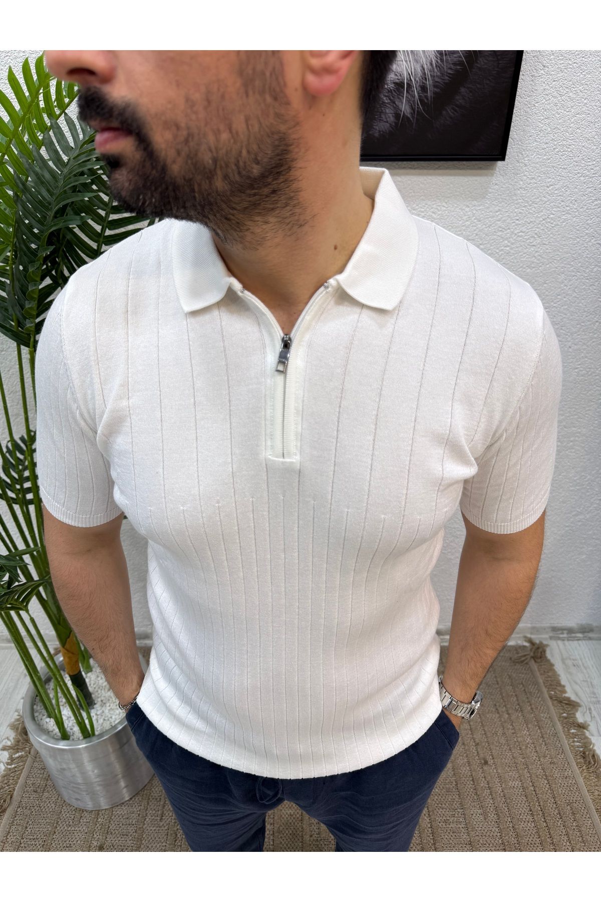 Yubacollection YUBACOLLECTİON %100 PAMUK POLO YAKA TRİKO TSHİRT