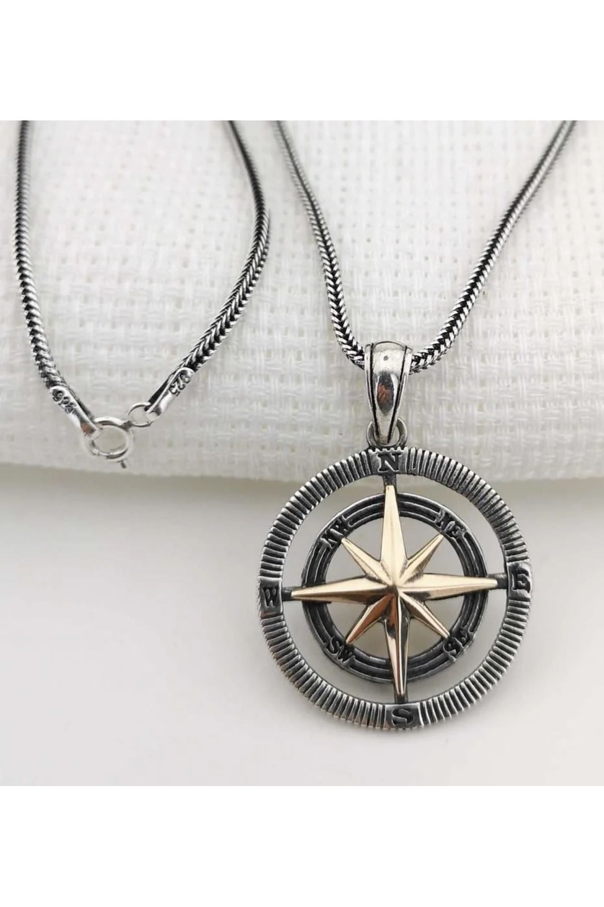 shop Pusula 925 Ayar Gümüş Erkek Kolye