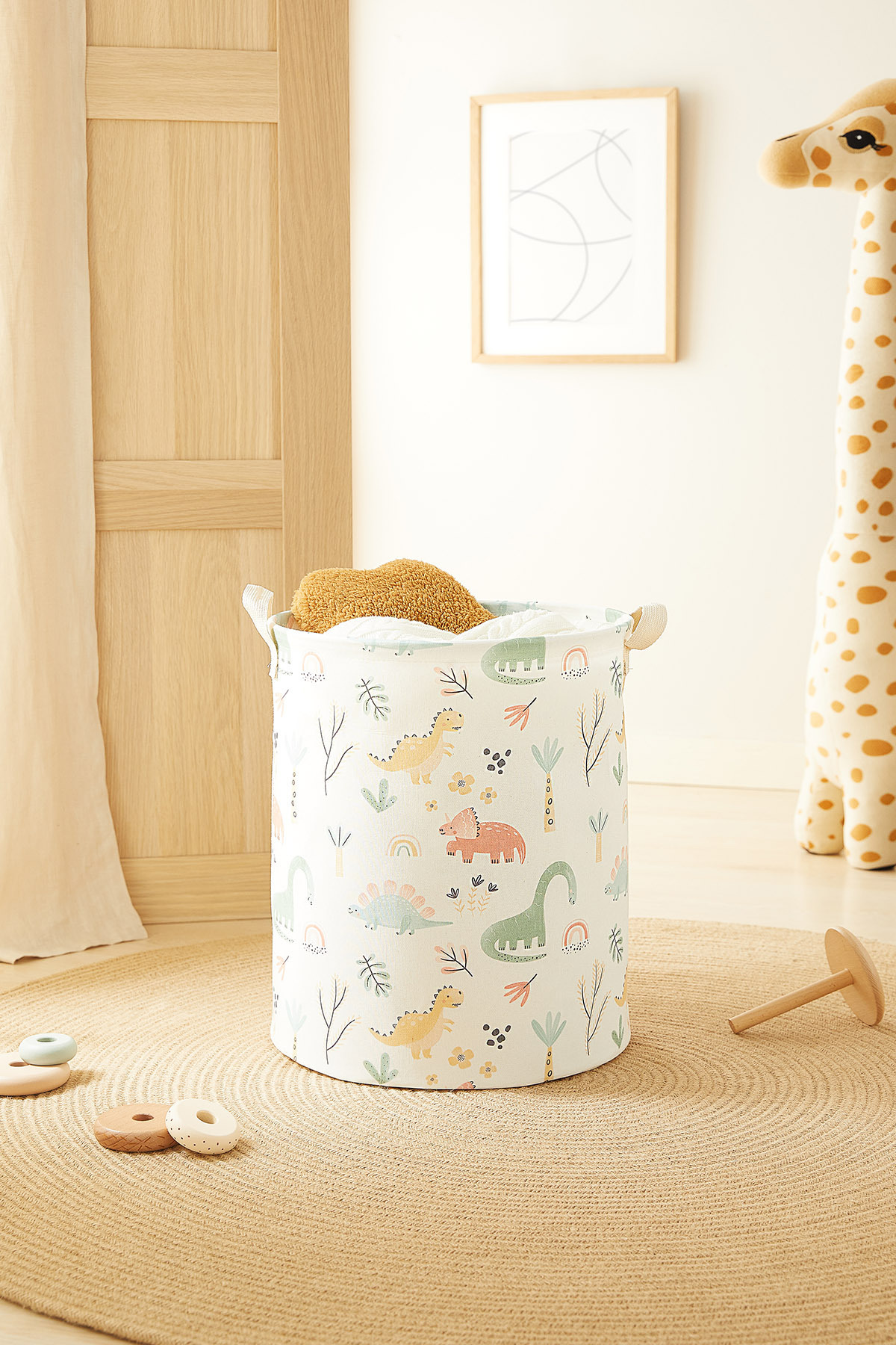 Homewave Katlanabilir Dinozor Çocuk Odası Kirli Çamaşır Sepeti Oyuncak Sepeti 33x40